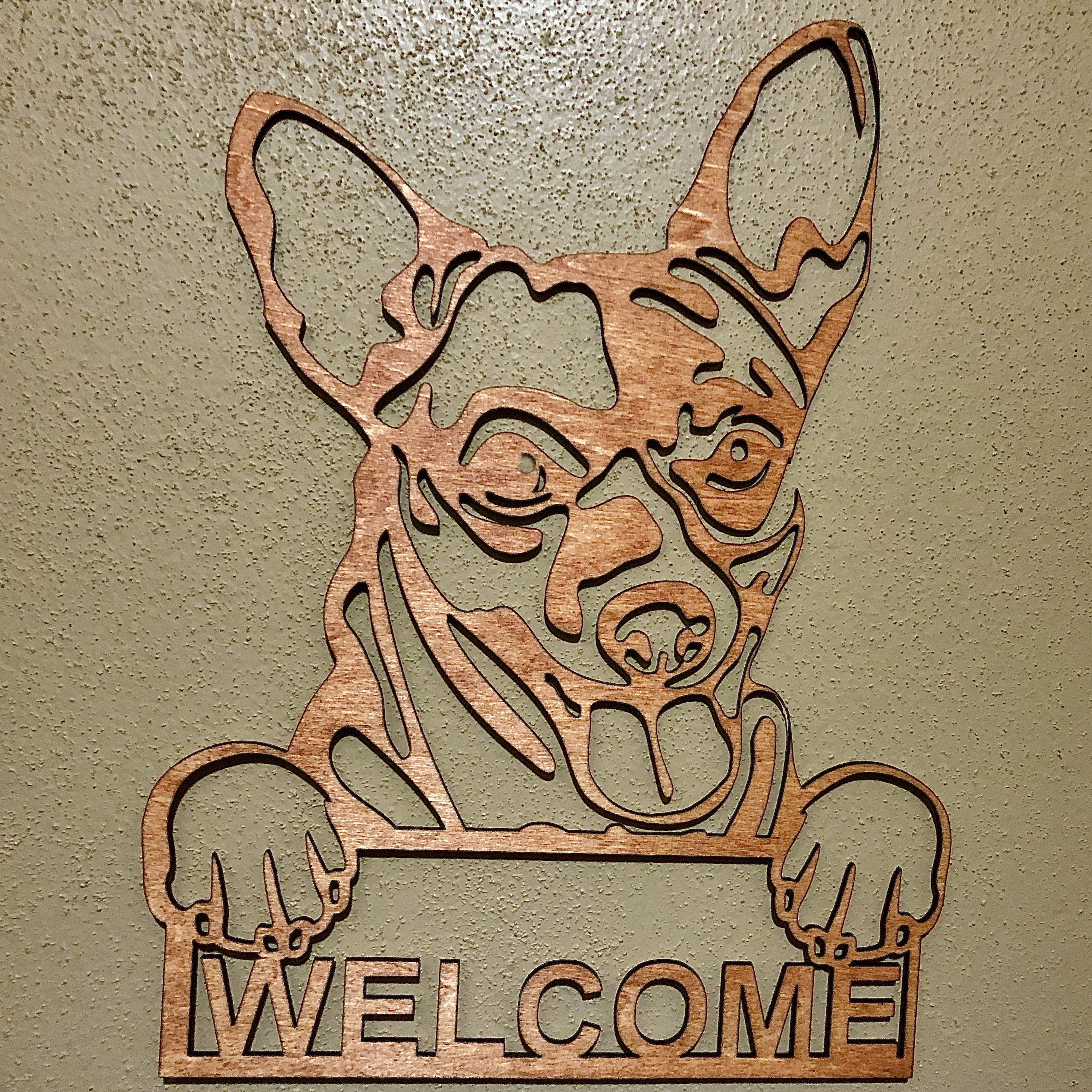 "Peekaboo" Welcome or name sign with pet breed