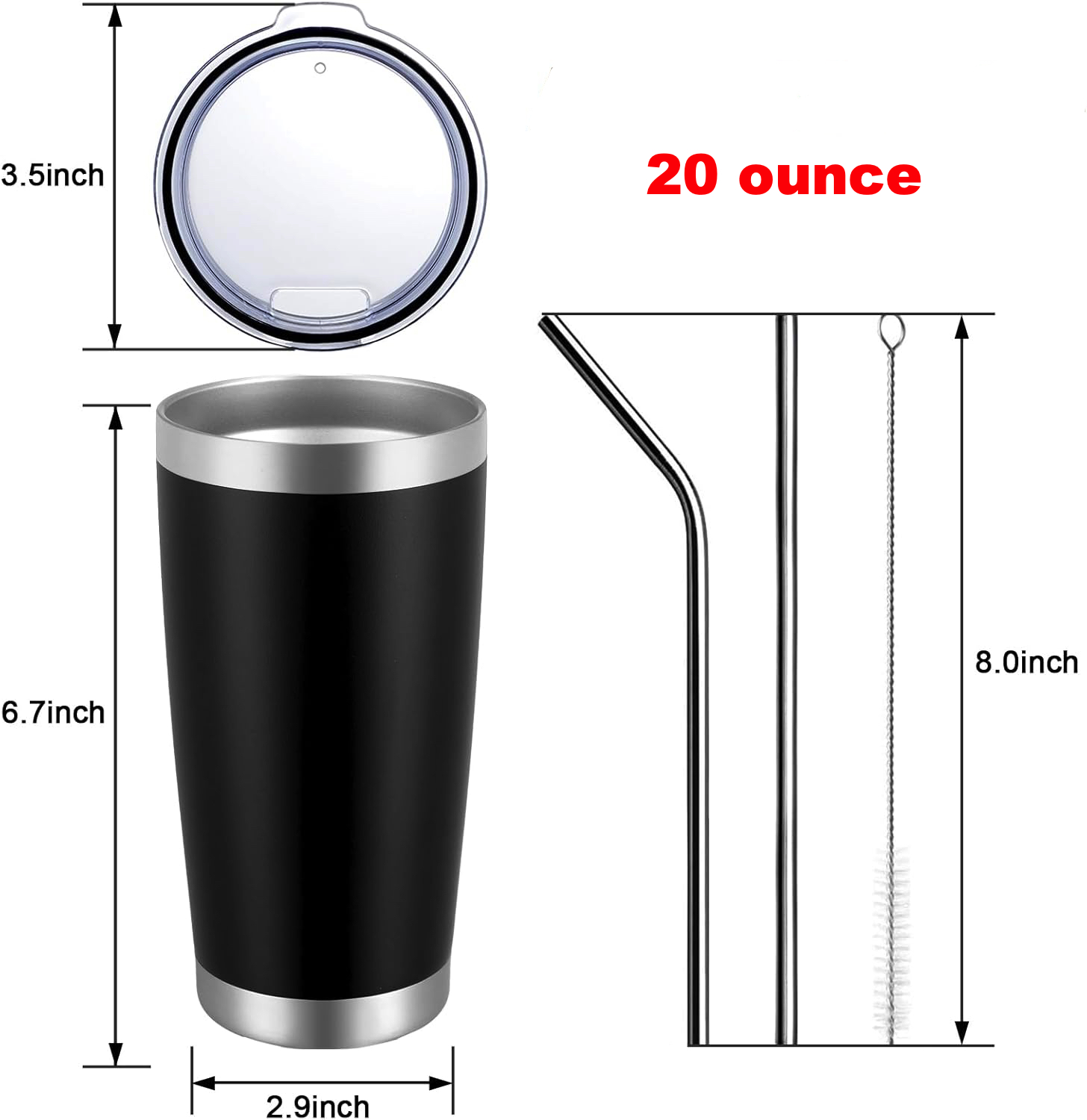 Personalized engraved 20 oz. stainless steel tumbler