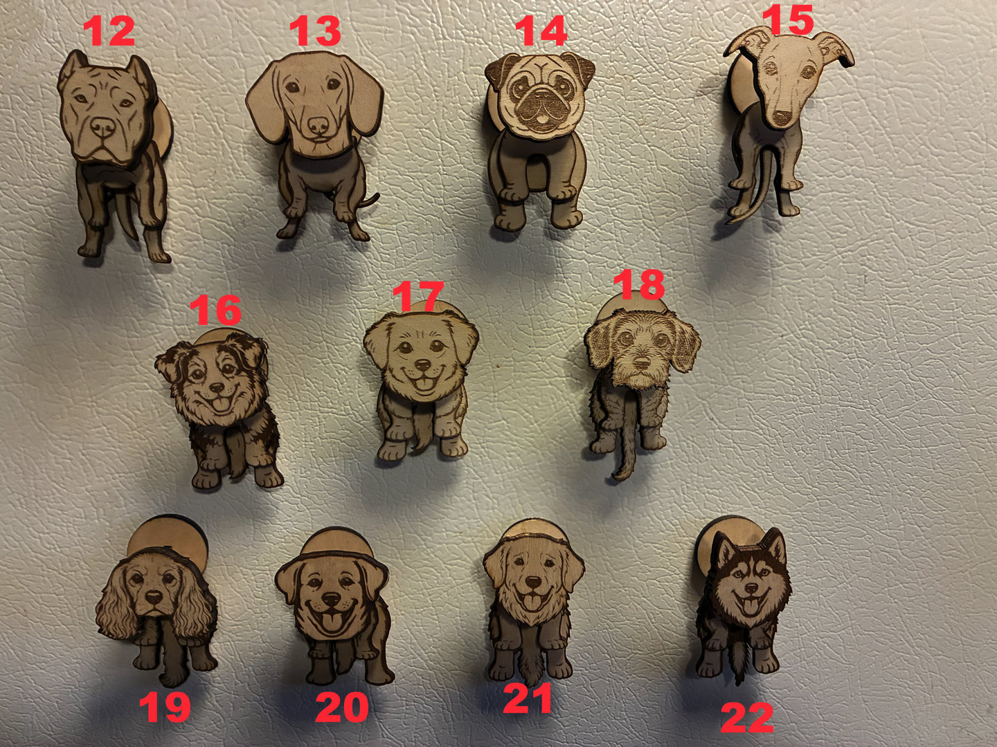 Wooden Dog Fridge Magnets