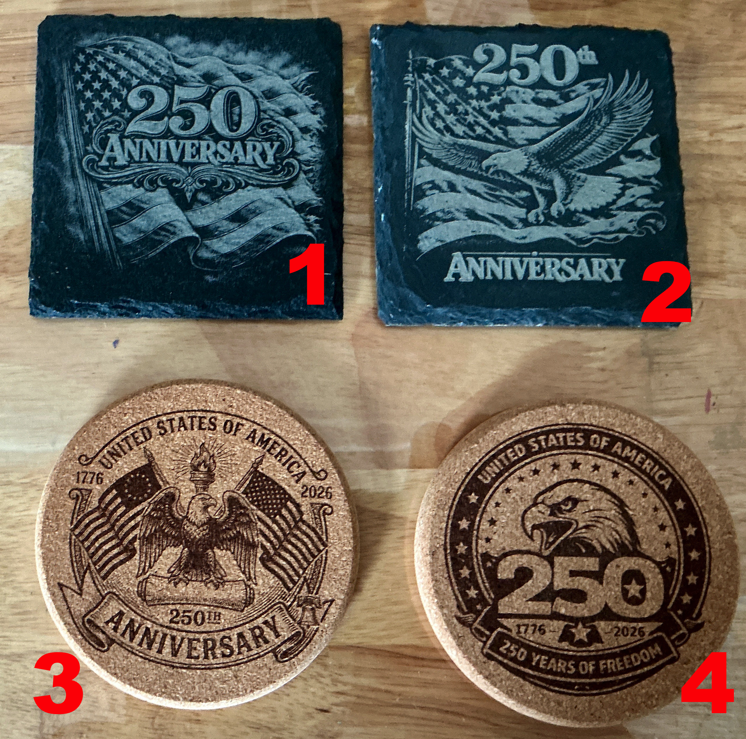 USA 250th Anniversary Commemorative Coasters