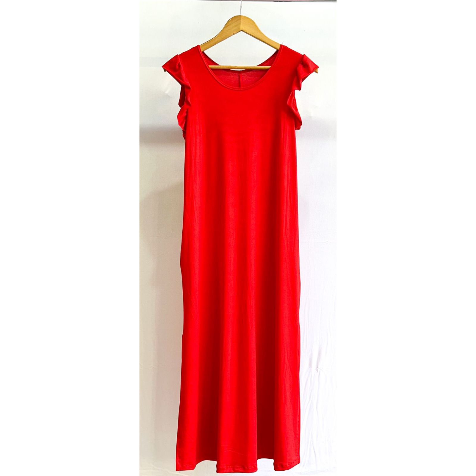 Vestido LARGO liso MANGA VOLADOS
