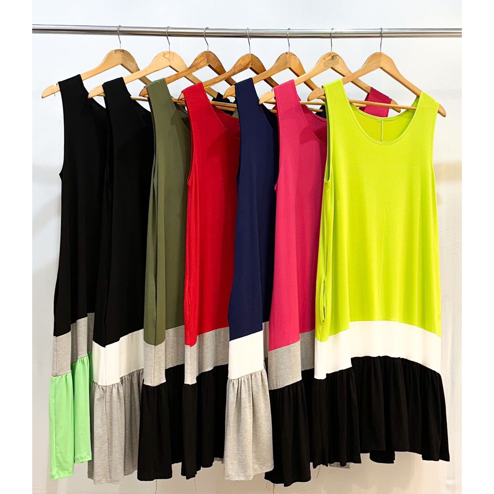 Vestido Largo Midi 3 Colores FRUNCIDO