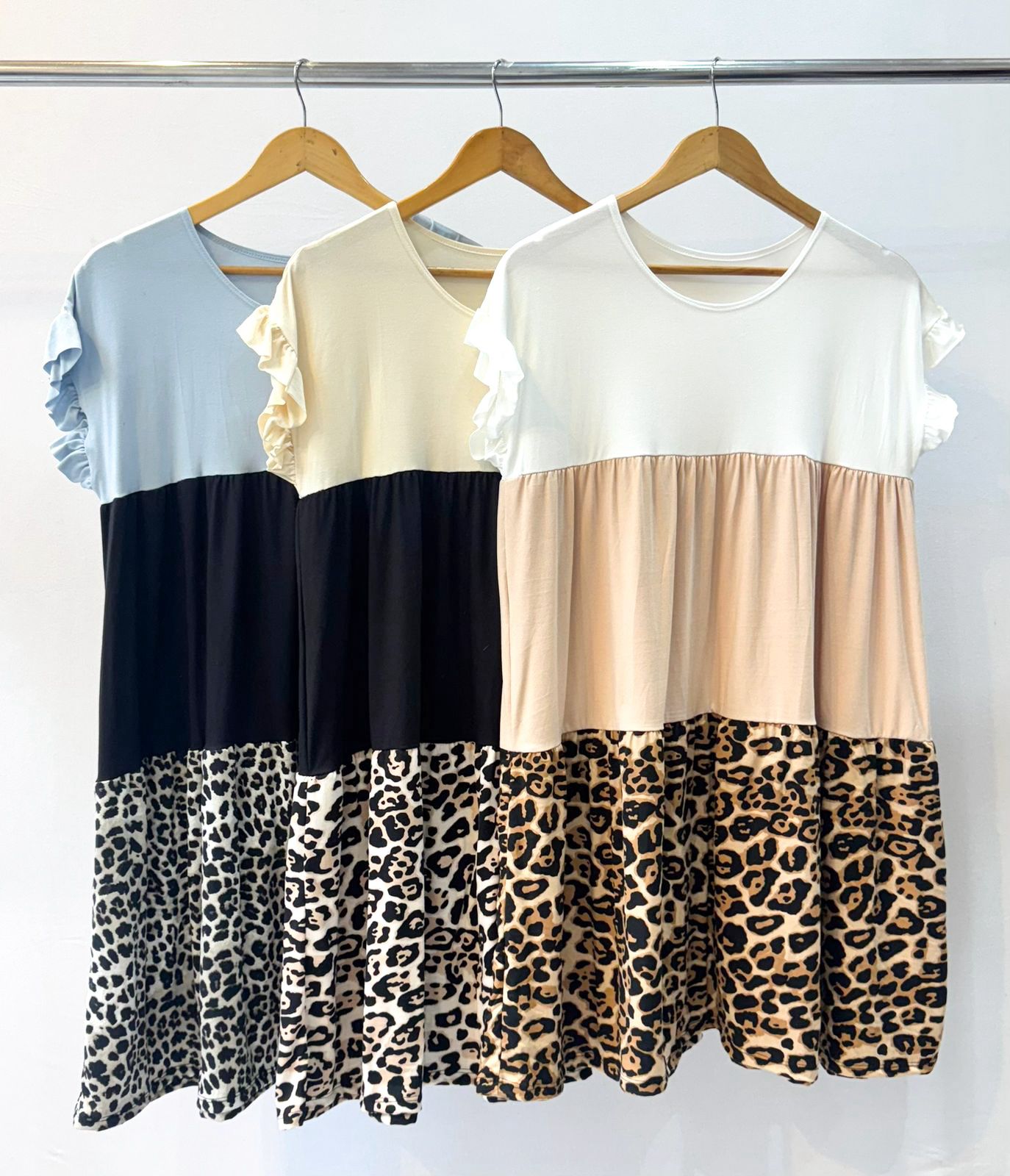 Vestido voladito combinado LUCIE