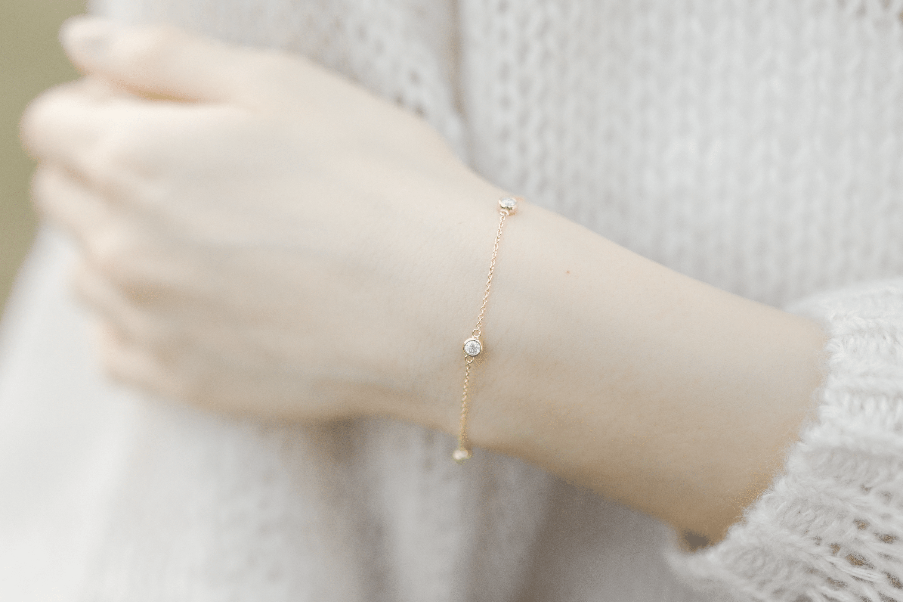 Trio 18K鍍金莫桑石純銀手鏈