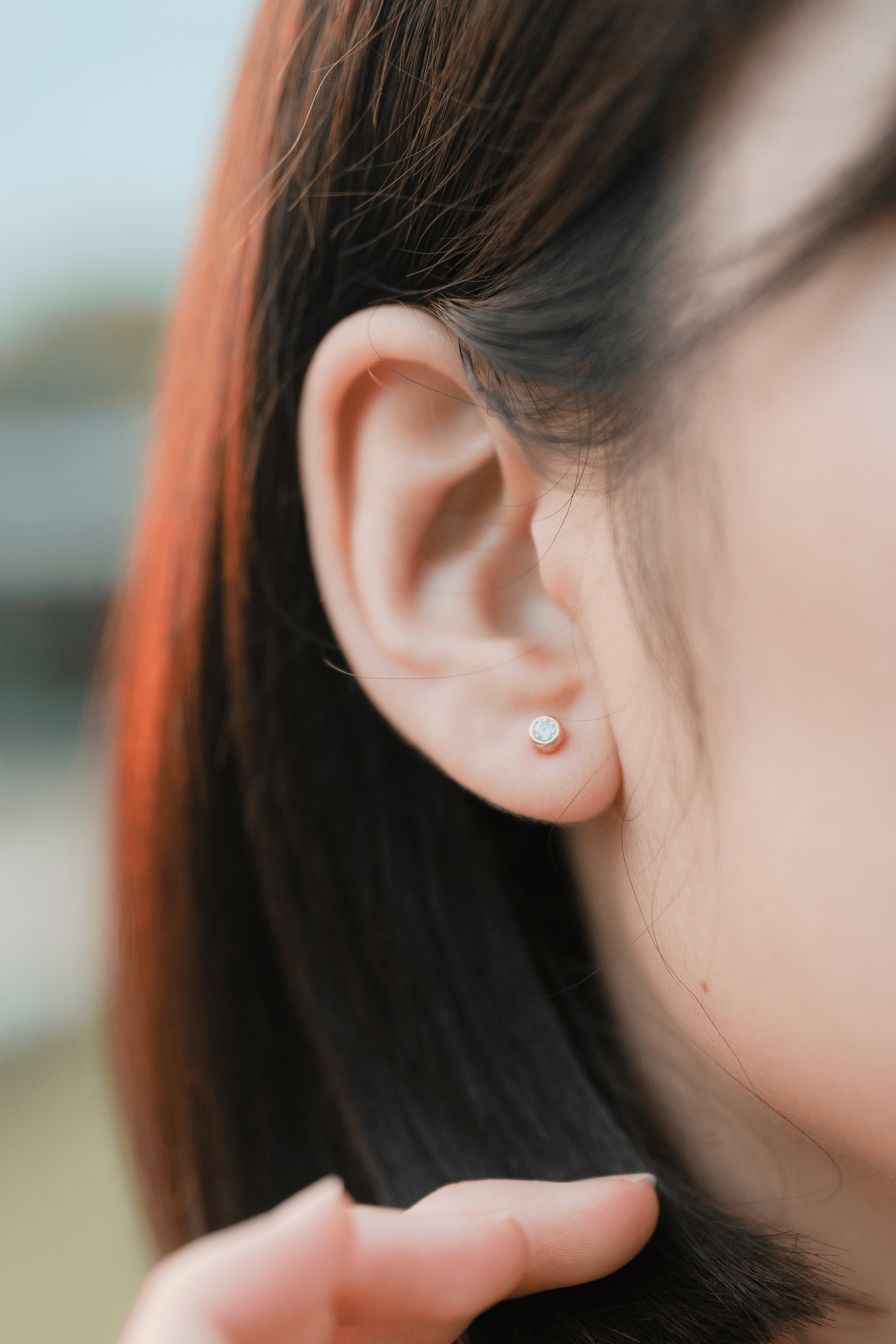 Serenity 18K玫瑰鍍金莫桑鑽純銀耳環