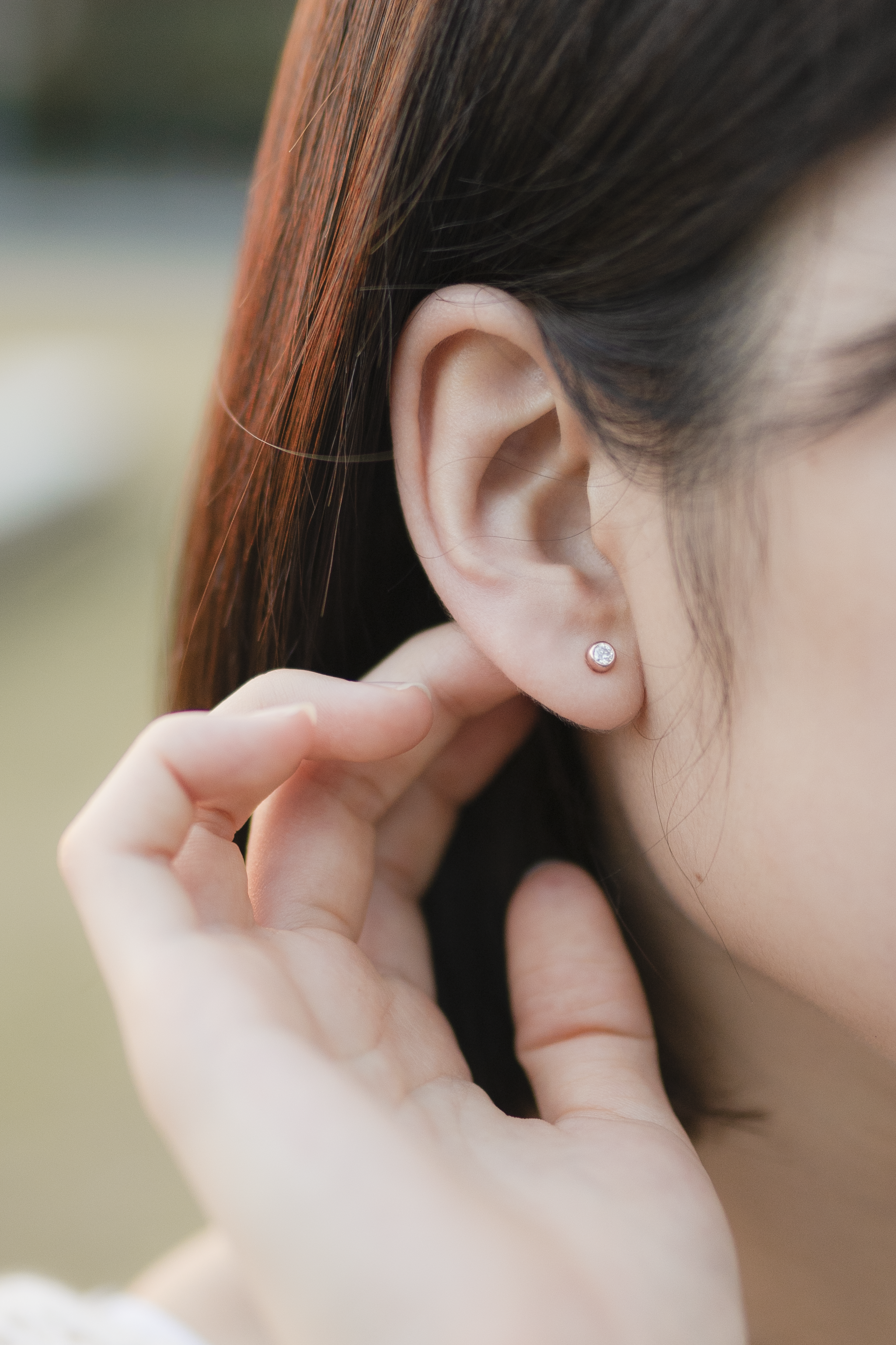 Serenity 18K玫瑰鍍金莫桑鑽純銀耳環