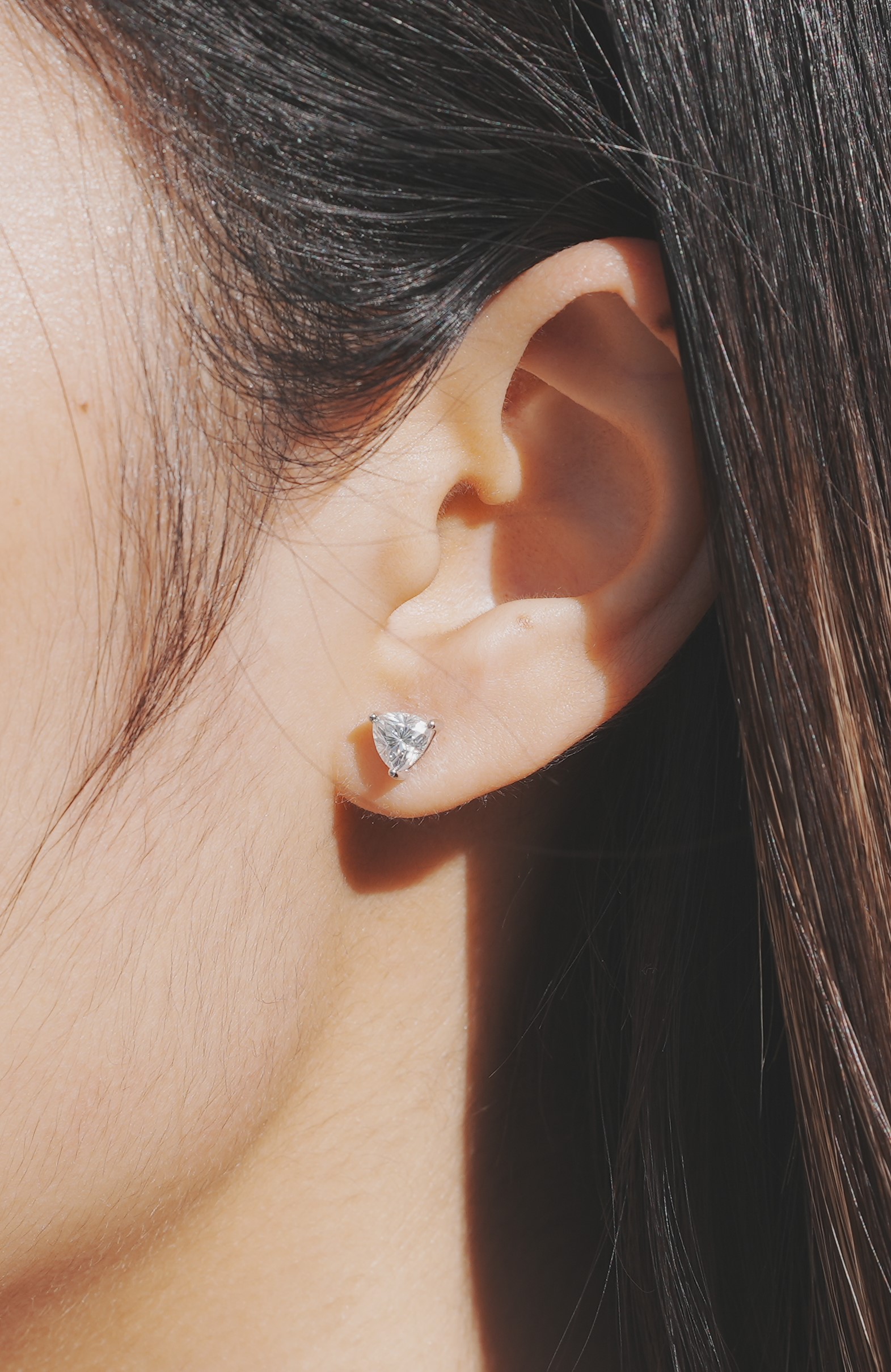 Trilliant 莫桑石純銀耳環