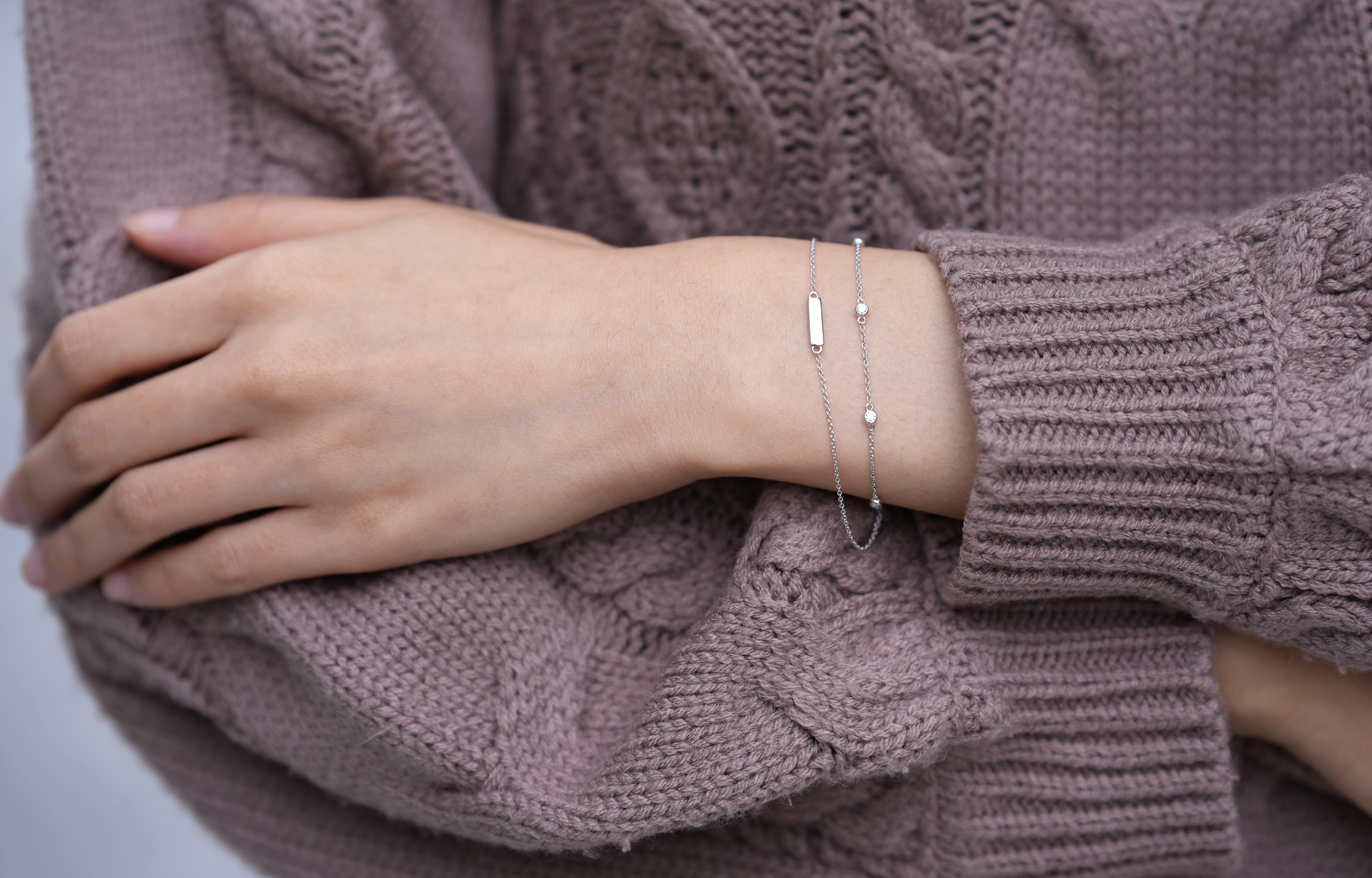 Pilaster Duo 莫桑石純銀手鍊