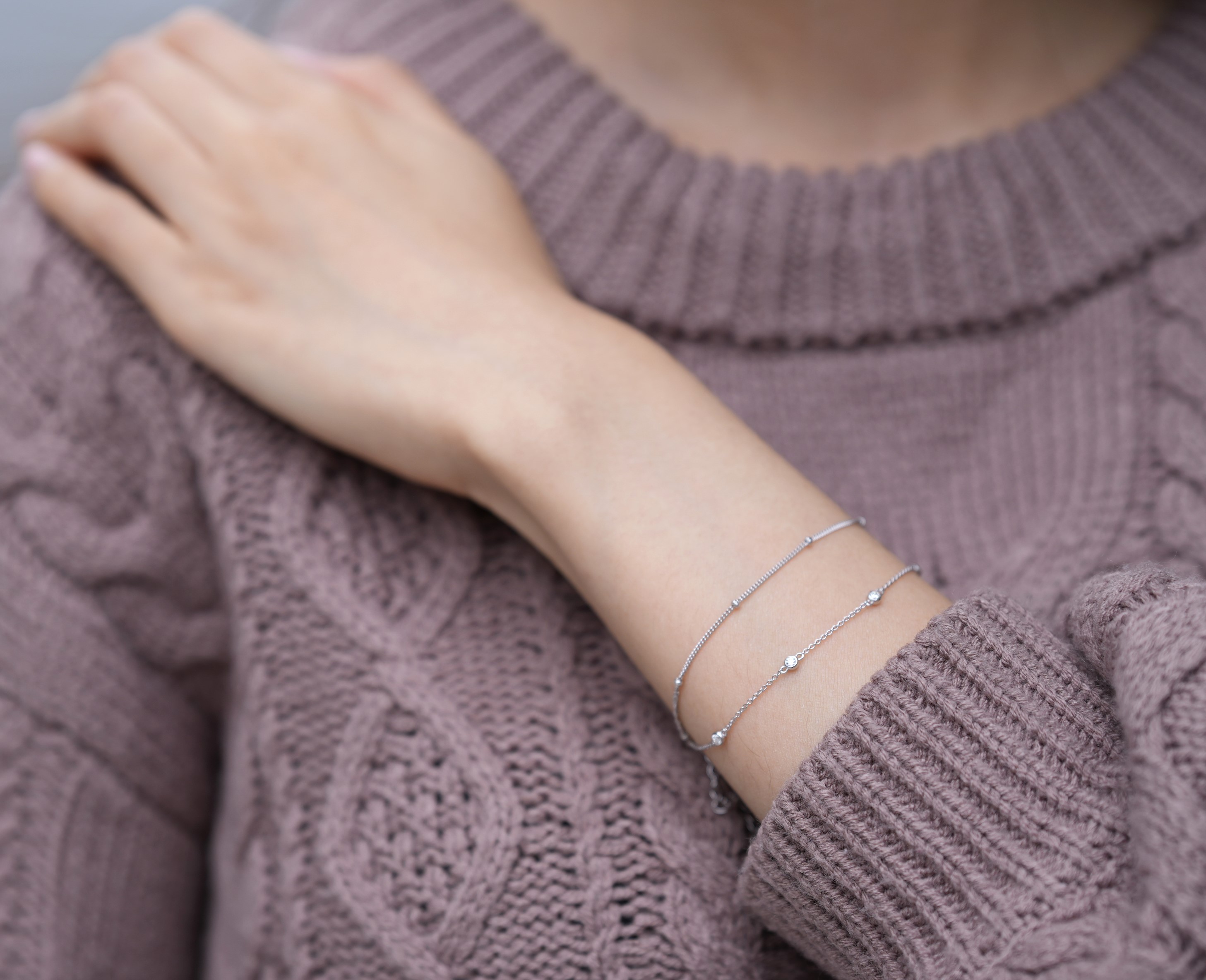 Beaded Duo 莫桑石純銀手鏈