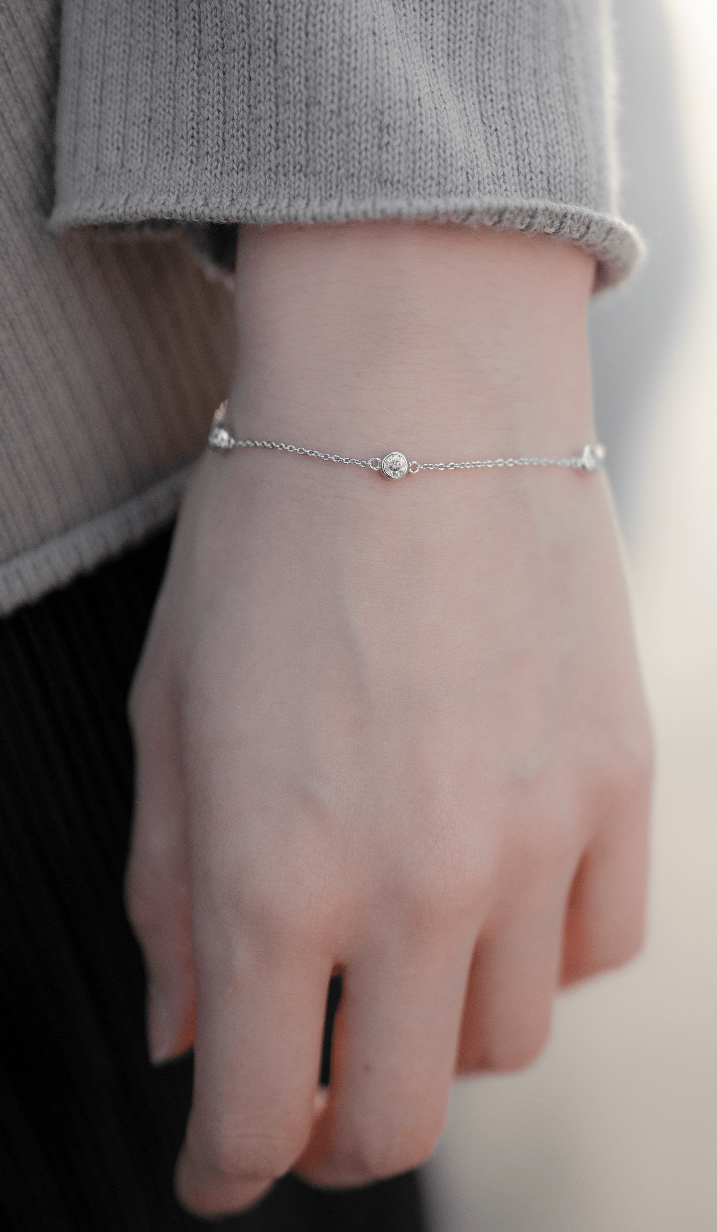 Trio 莫桑石純銀手鏈