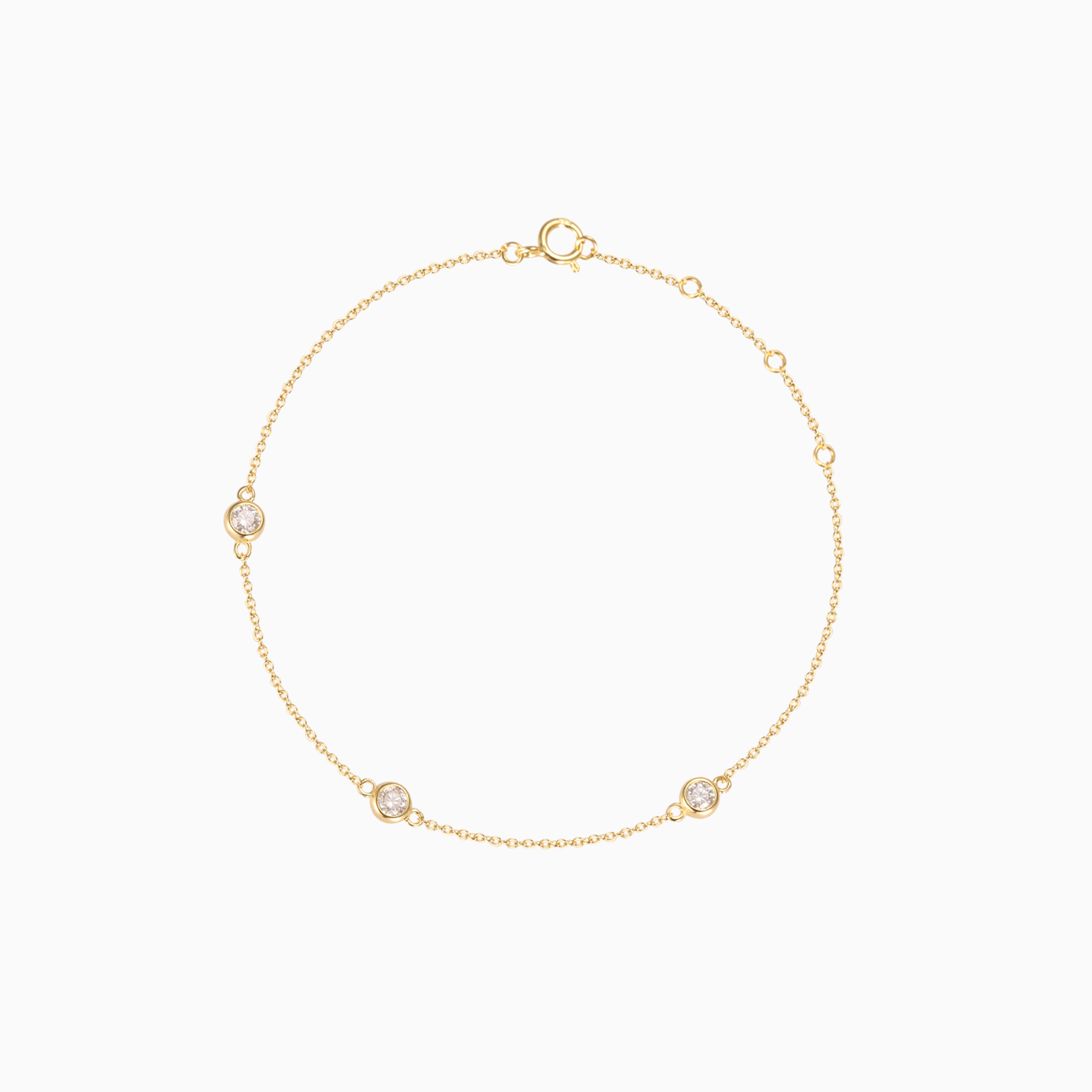 Trio 18K鍍金莫桑石純銀手鏈