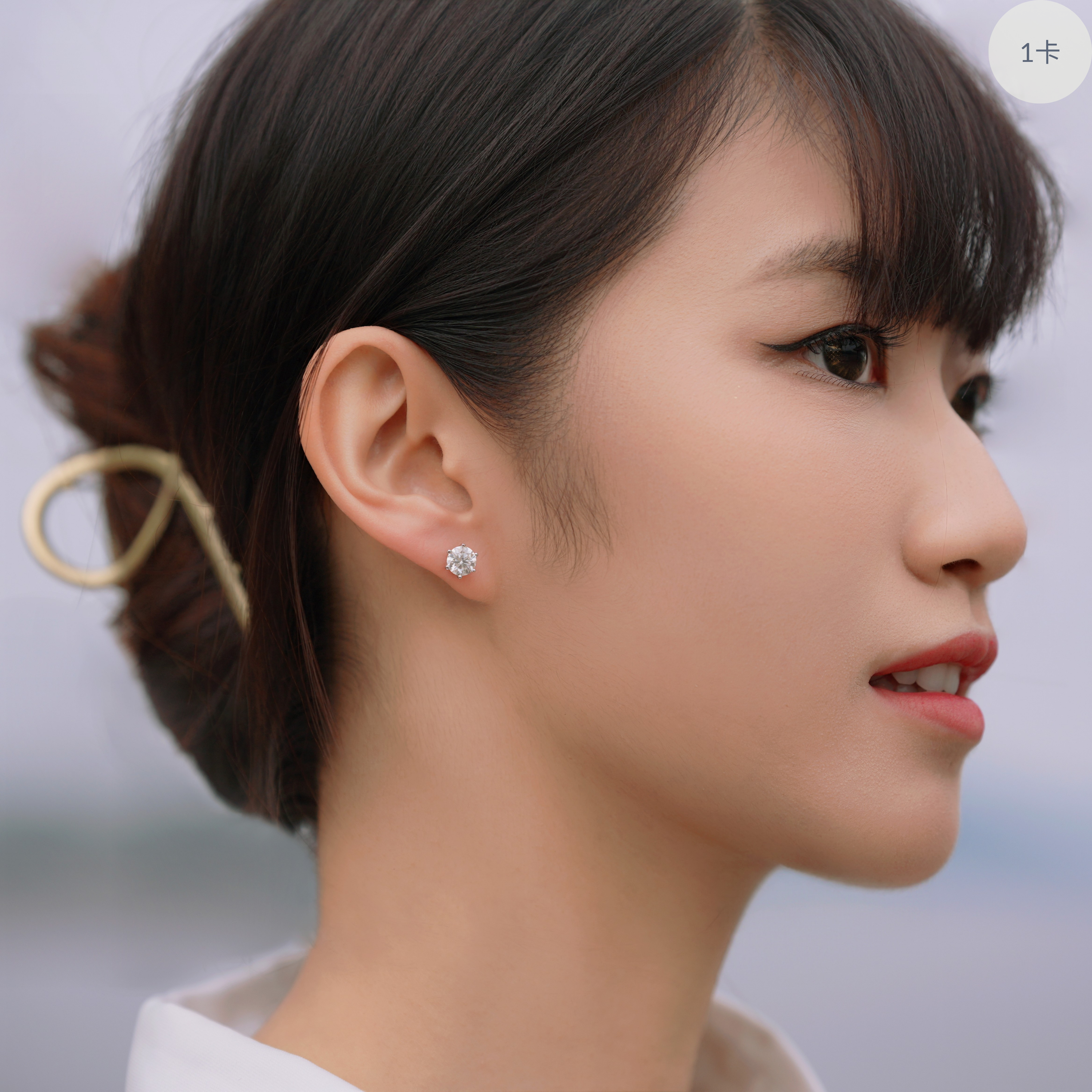 Harmony Clasp 莫桑石純銀耳環