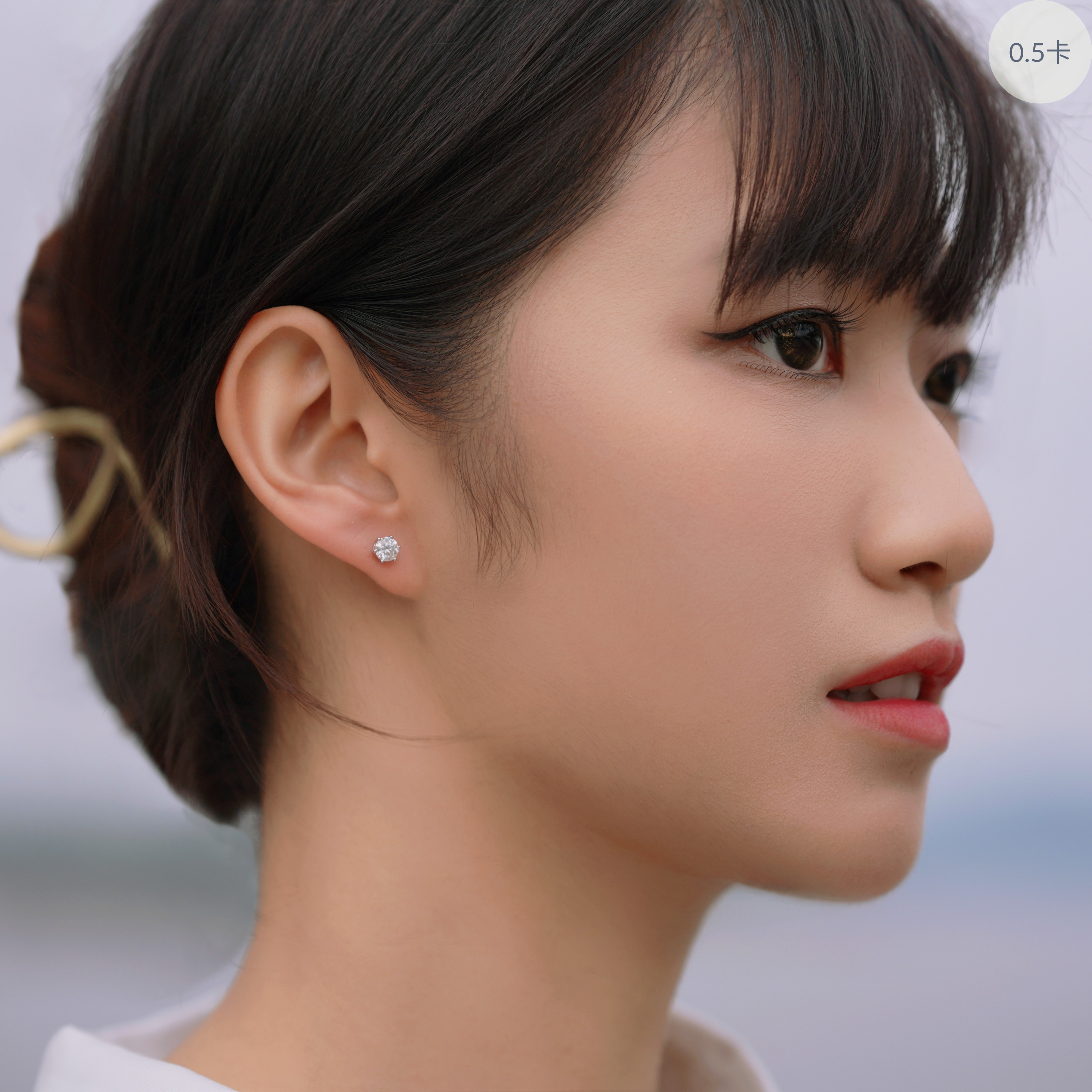 Harmony Clasp 莫桑石純銀耳環