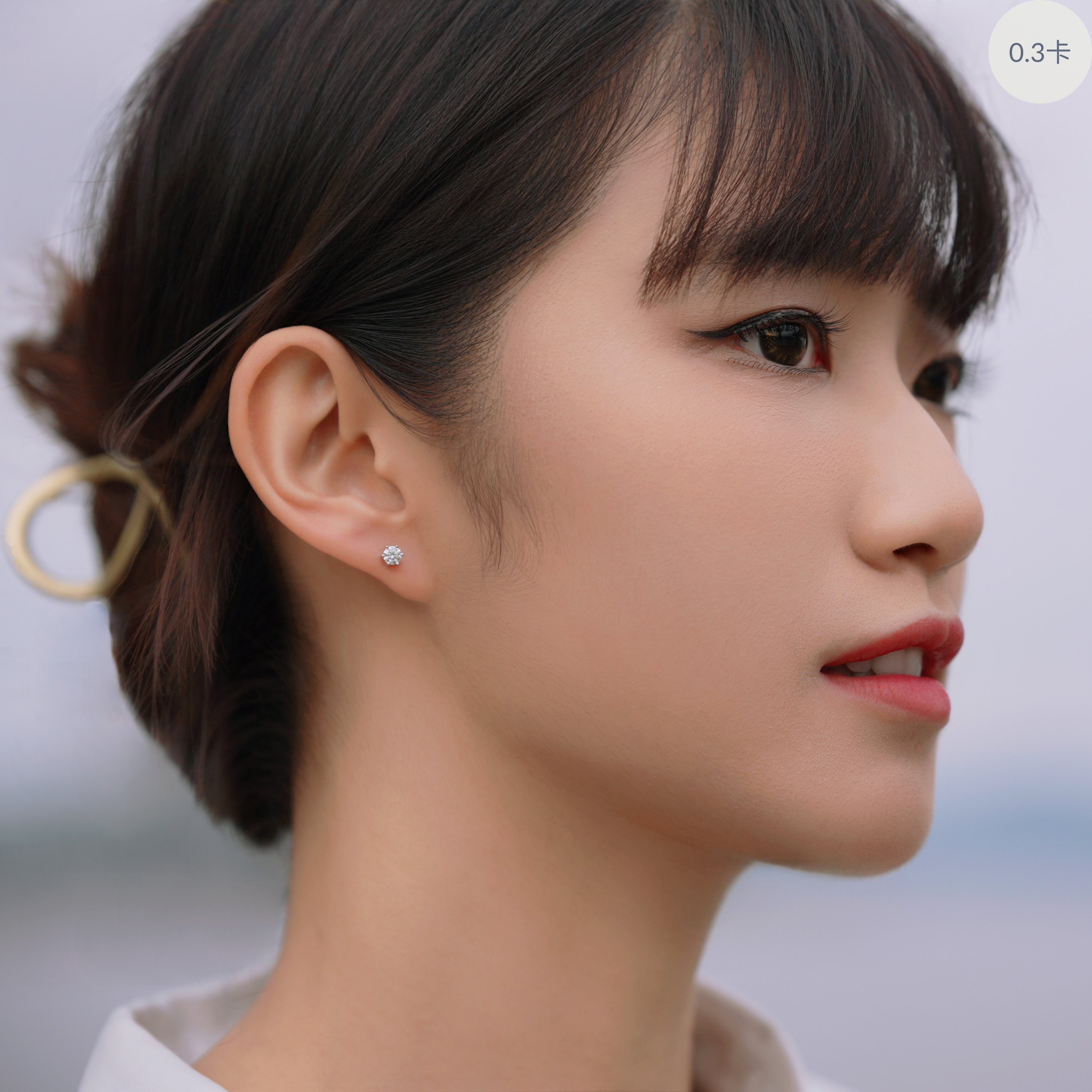 Harmony Clasp 莫桑石純銀耳環