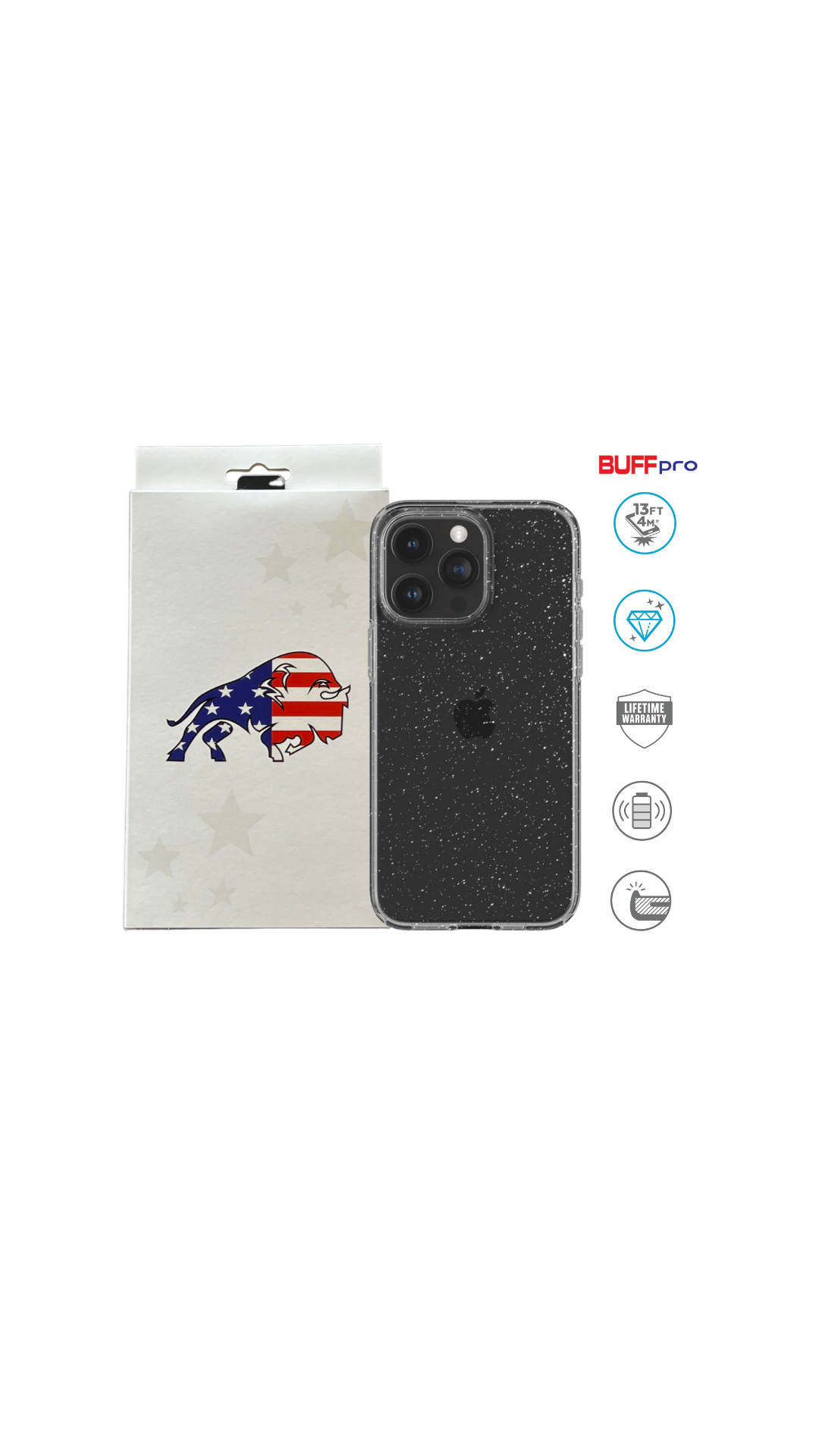 Capa BUFF Pro Crystal Glitter Shock Transparent 