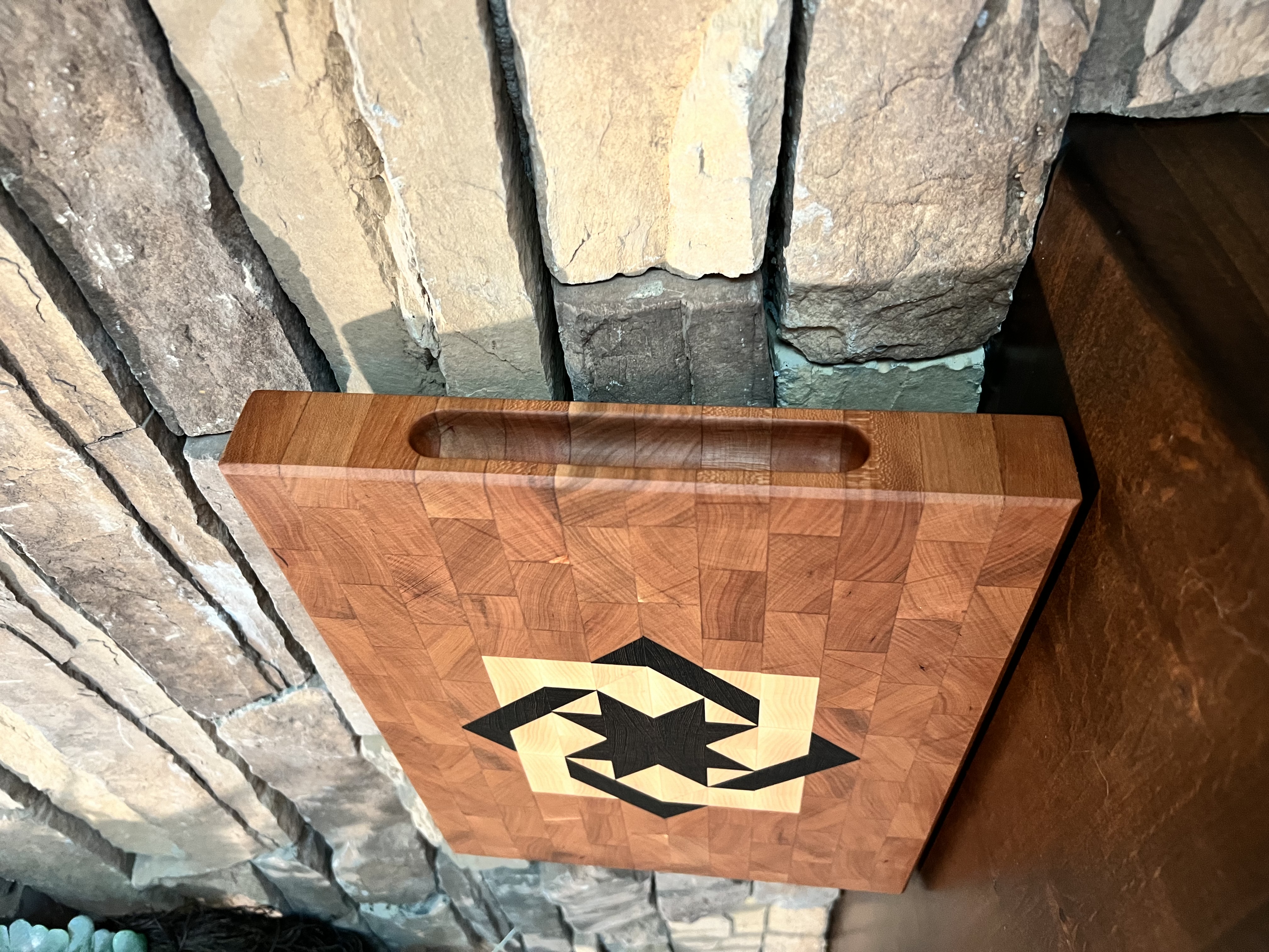 Woven Star Quilt Pattern End Grain Cutting Board