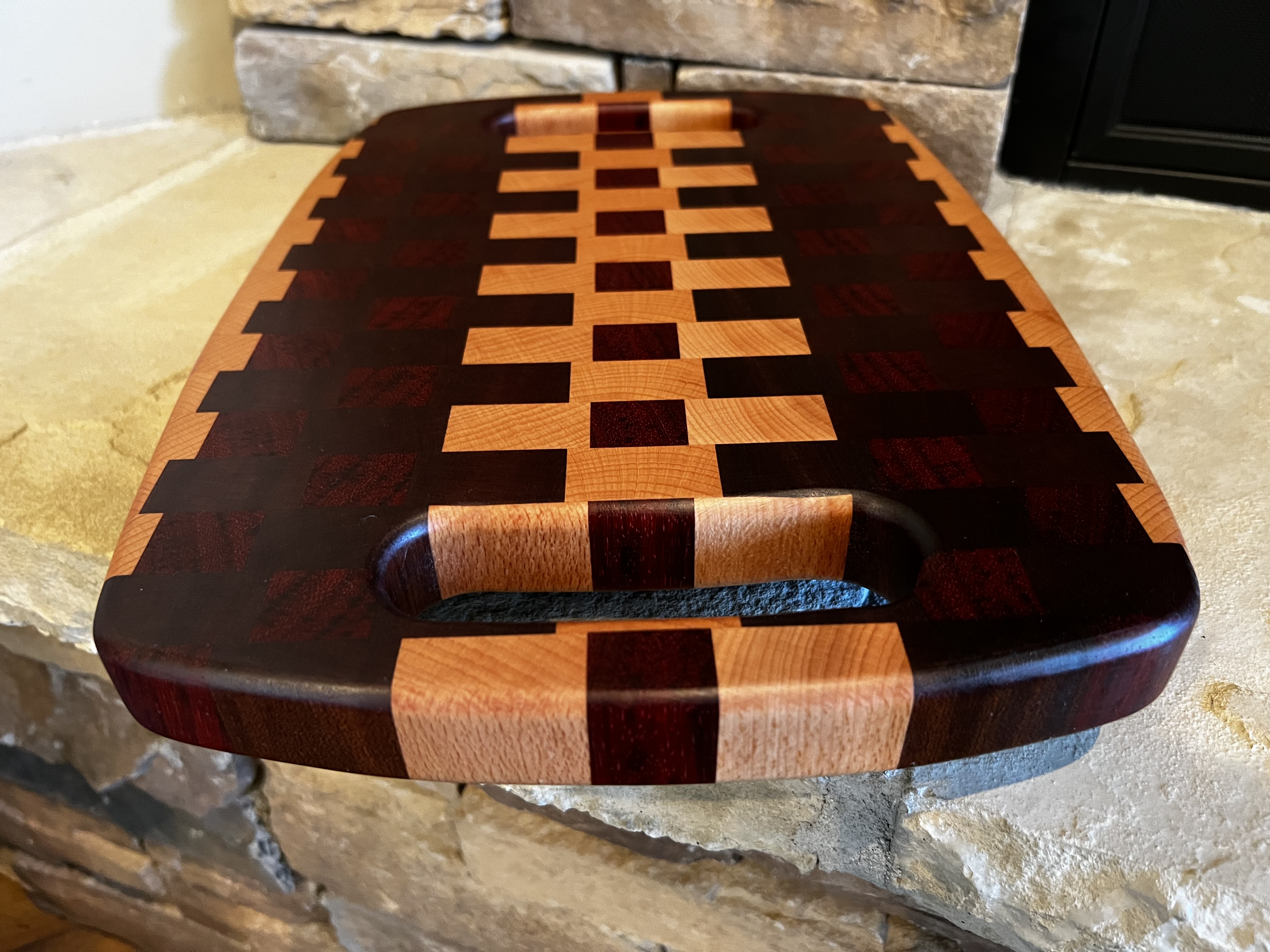 End Grain Handmade Hardwood Cutting Board with Handles