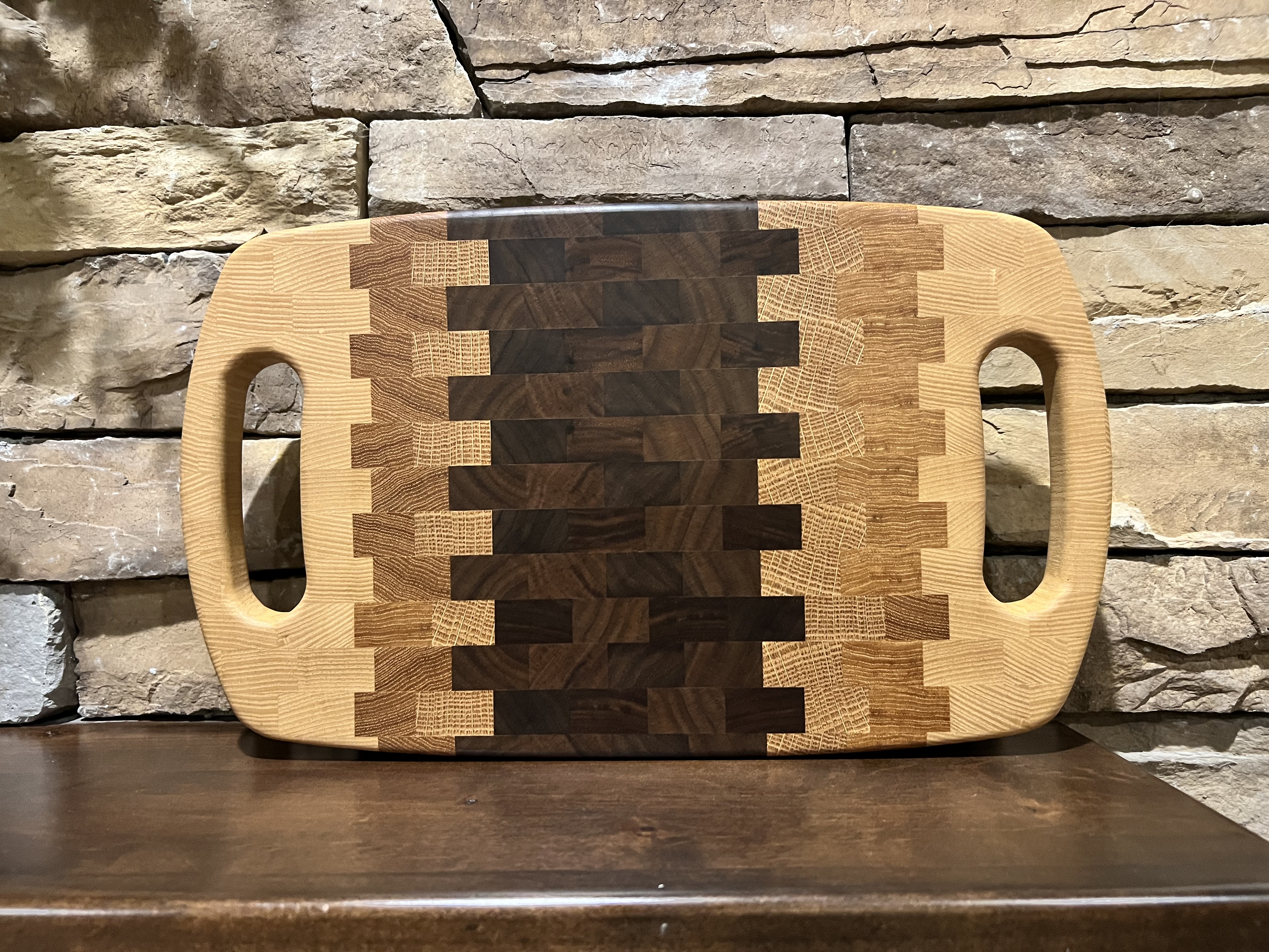 End Grain Hardwood Cutting Board with Handles