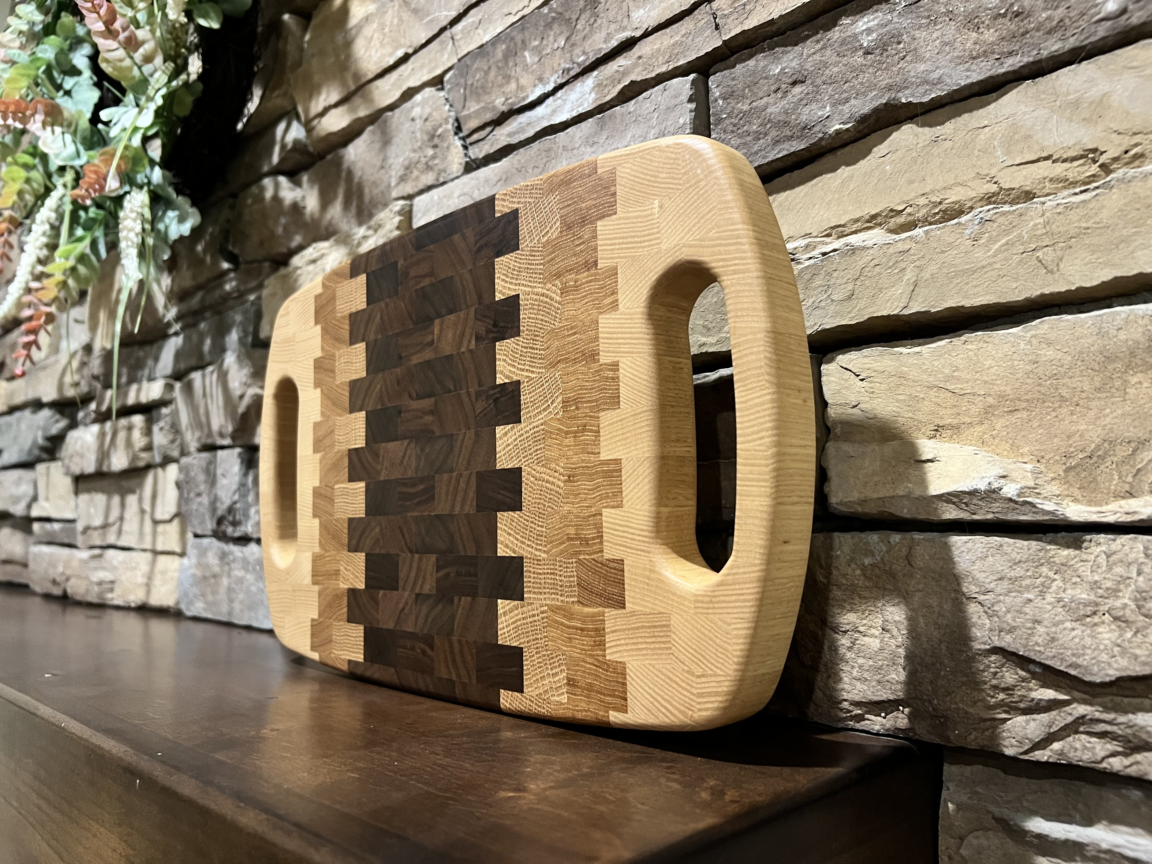 End Grain Hardwood Cutting Board with Handles