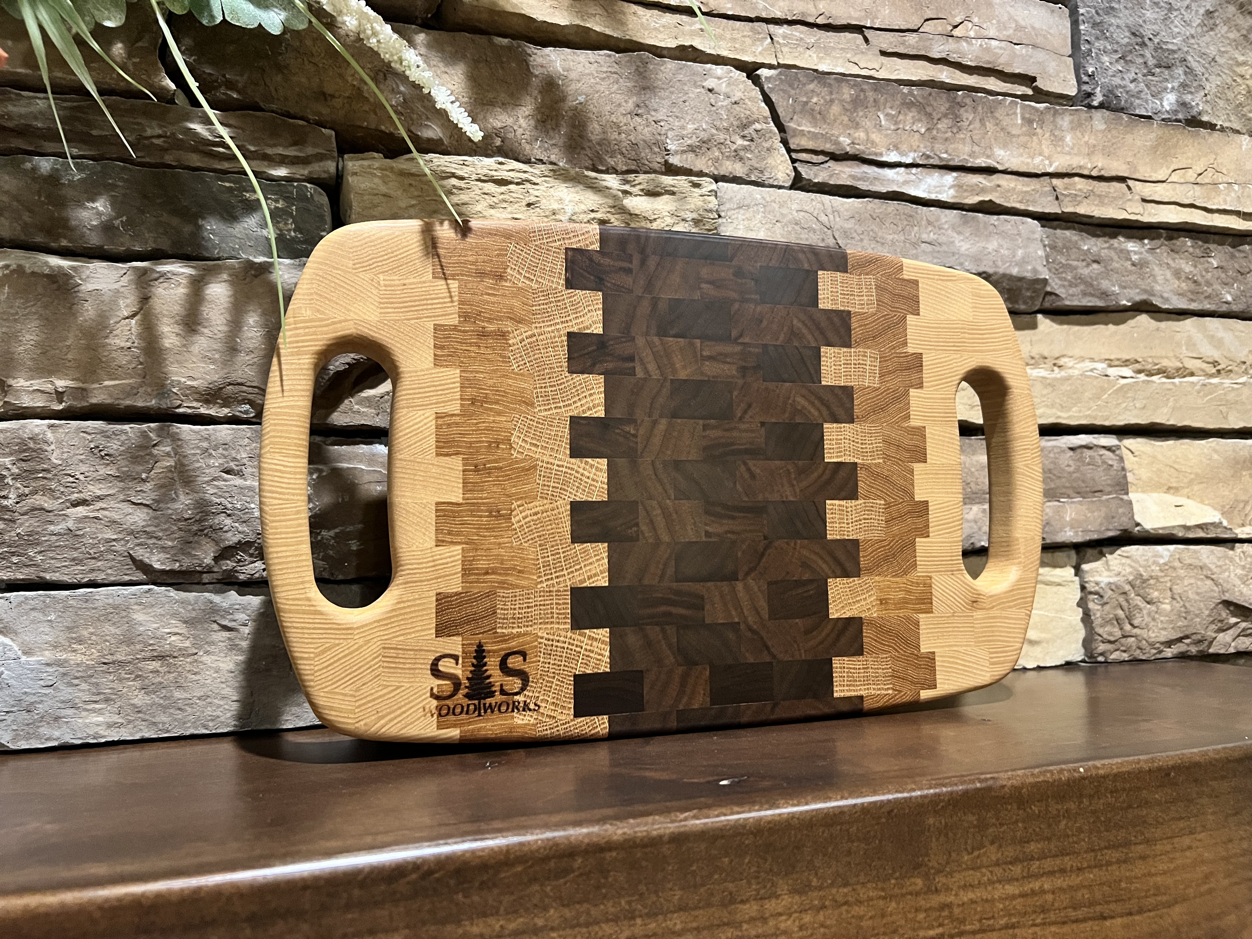 End Grain Hardwood Cutting Board with Handles