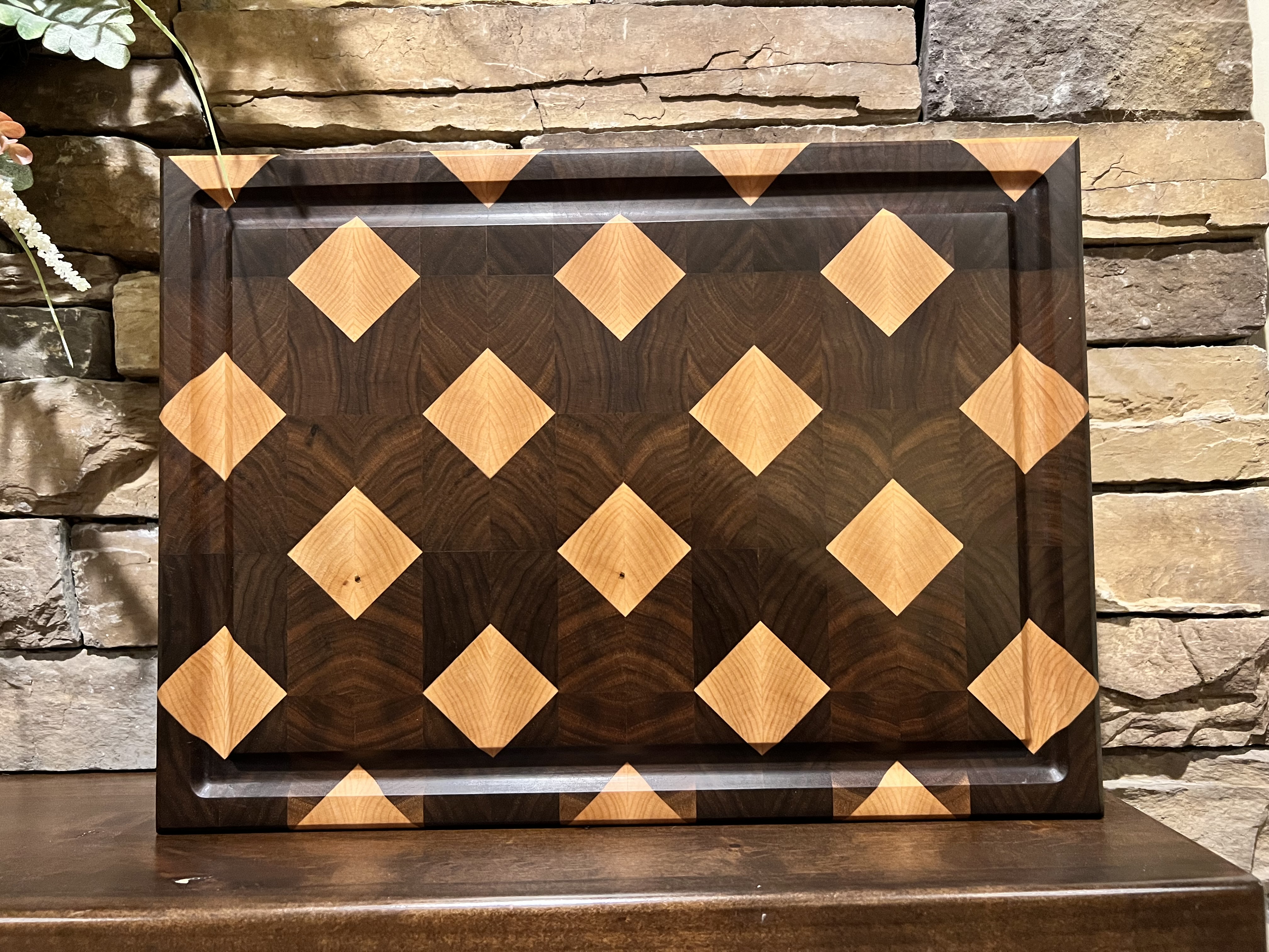 End Grain Walnut and Hard Maple  Diamond