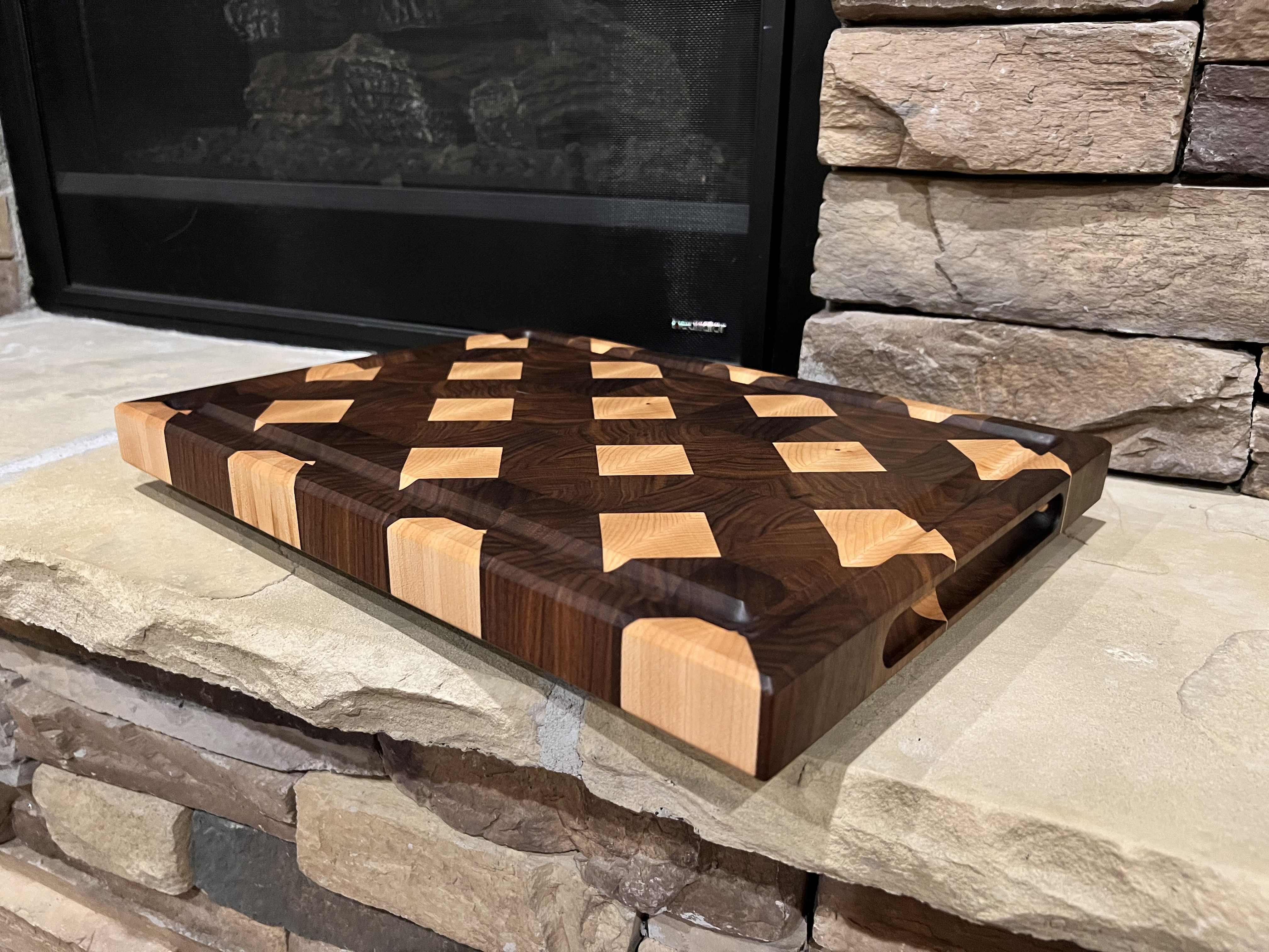 End Grain Walnut and Hard Maple  Diamond