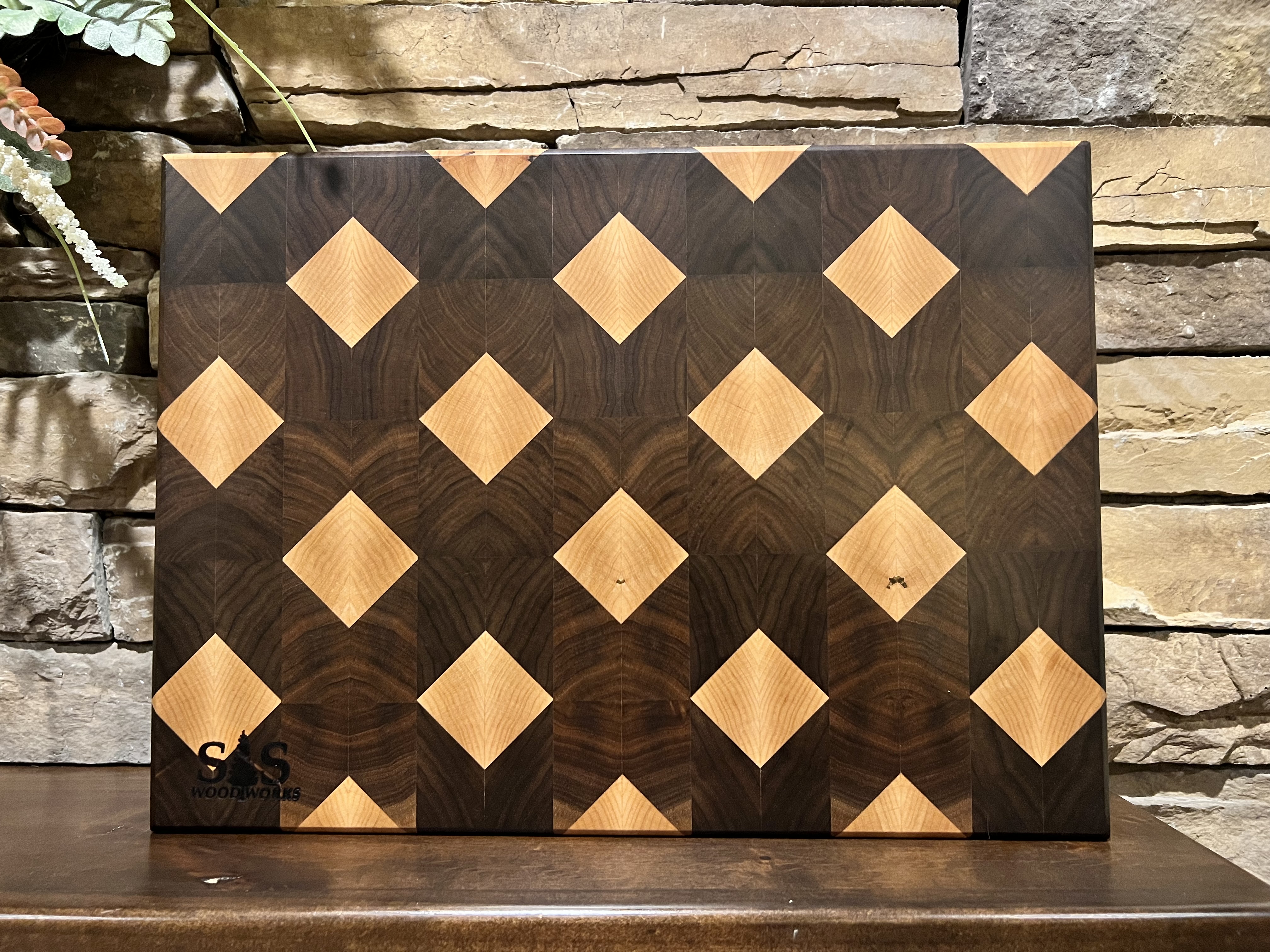 End Grain Walnut and Hard Maple  Diamond