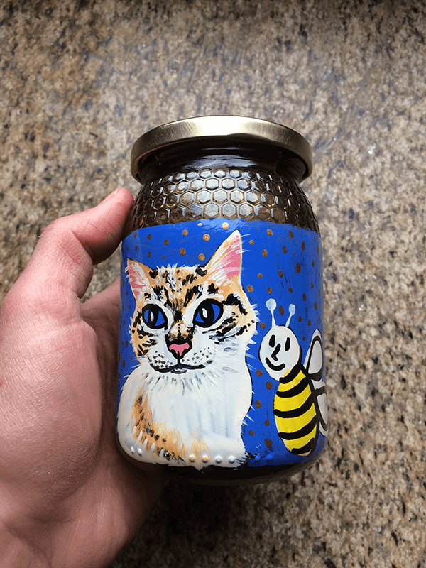 500g de mel multifloral escuro com rótulo personalizado pintado à mão