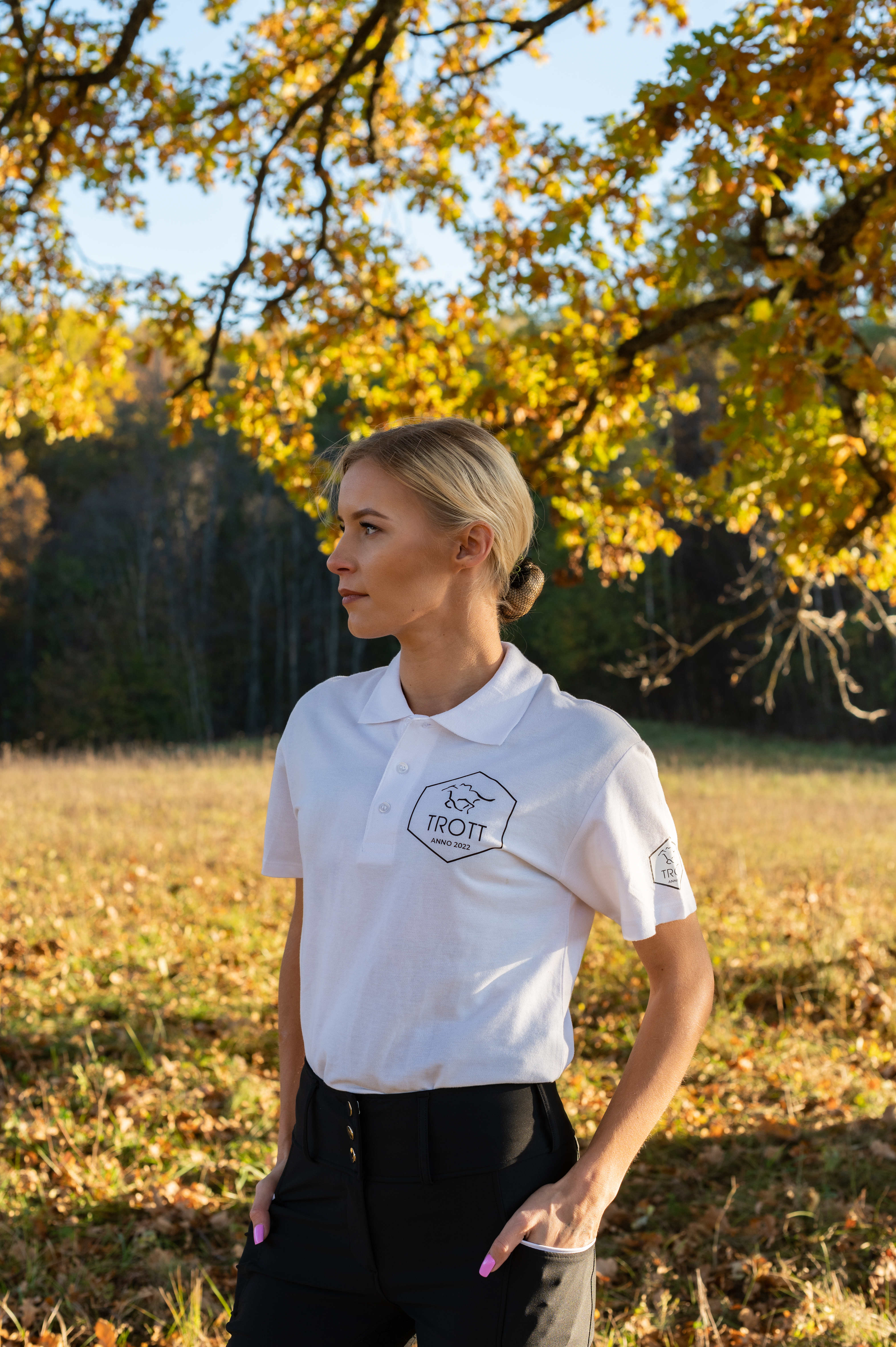 TROTT PRESTIGE - balti polo marškinėliai