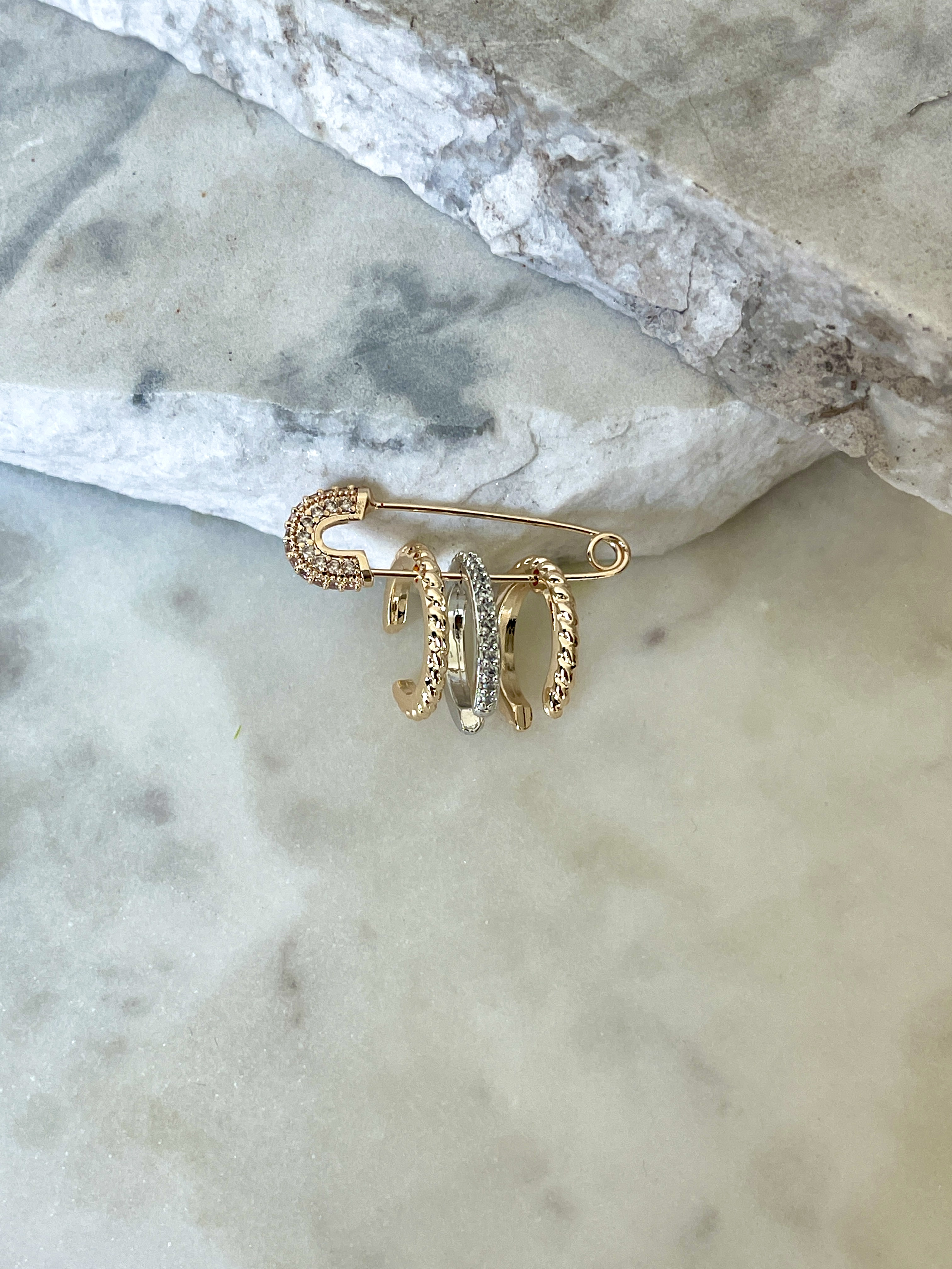 Karl Pave Single Safety Pin Cuff