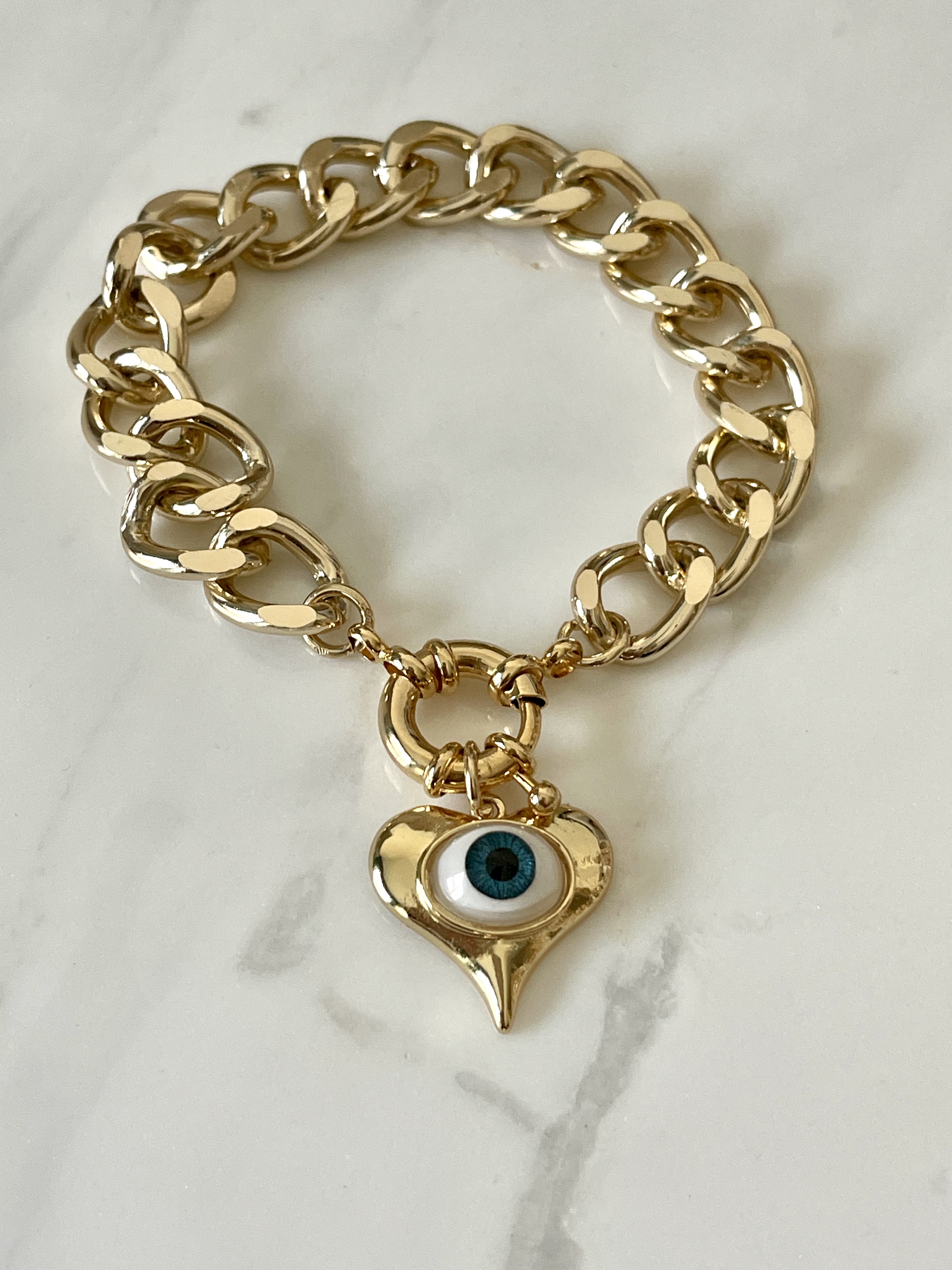Heart & Eye Charm Bracelet