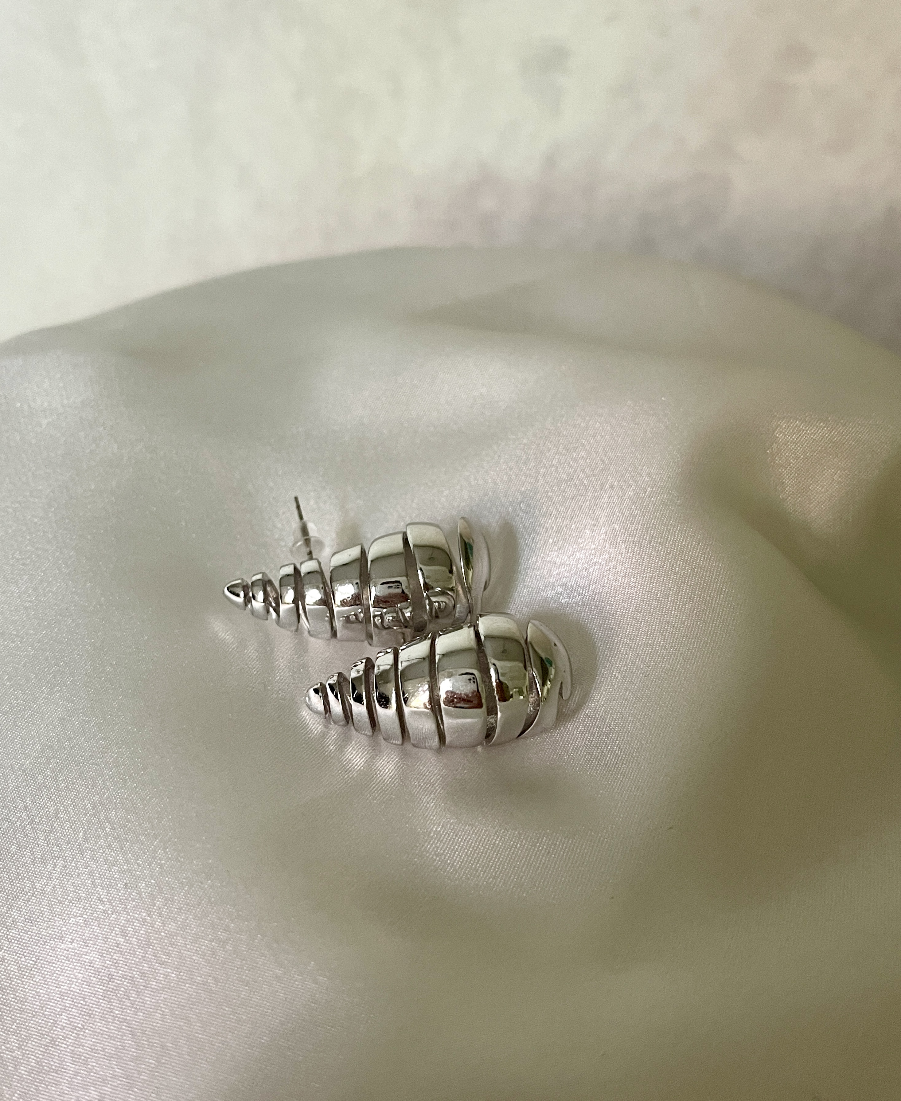 Spiral Drop Earrings in Silver 