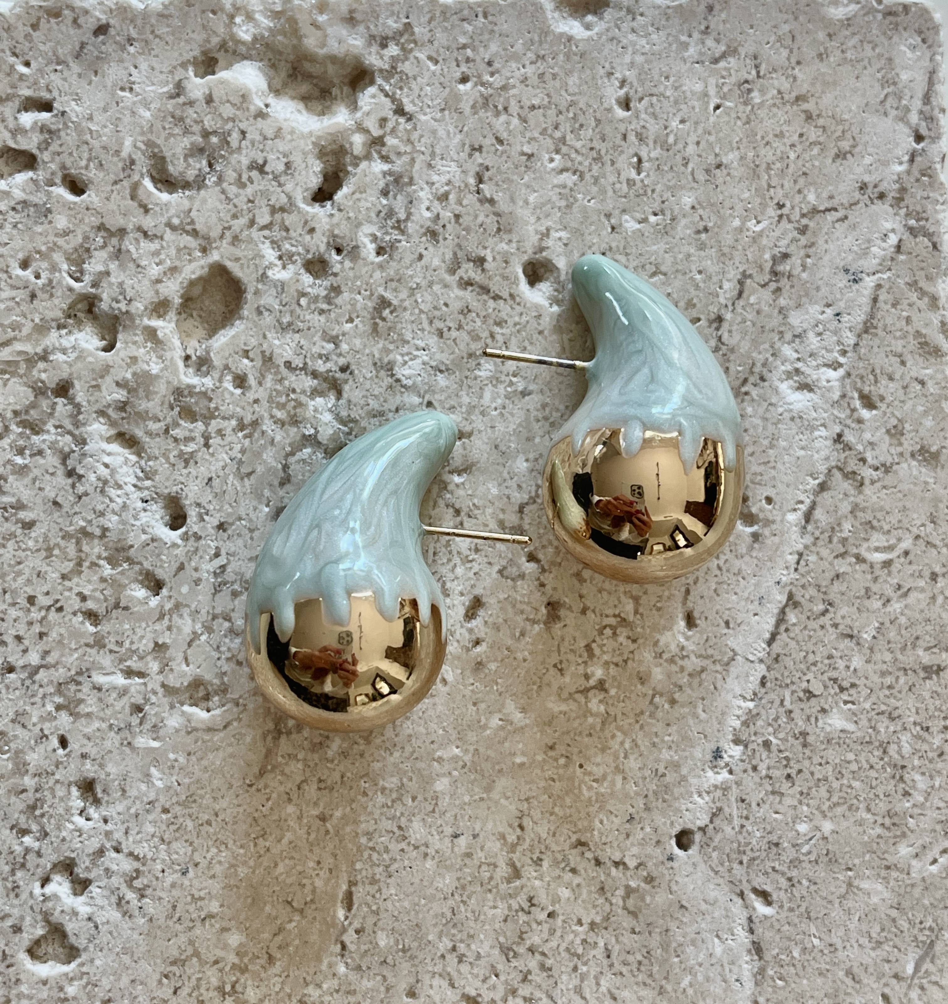 Mint Gold Acrylic Drop Earrings