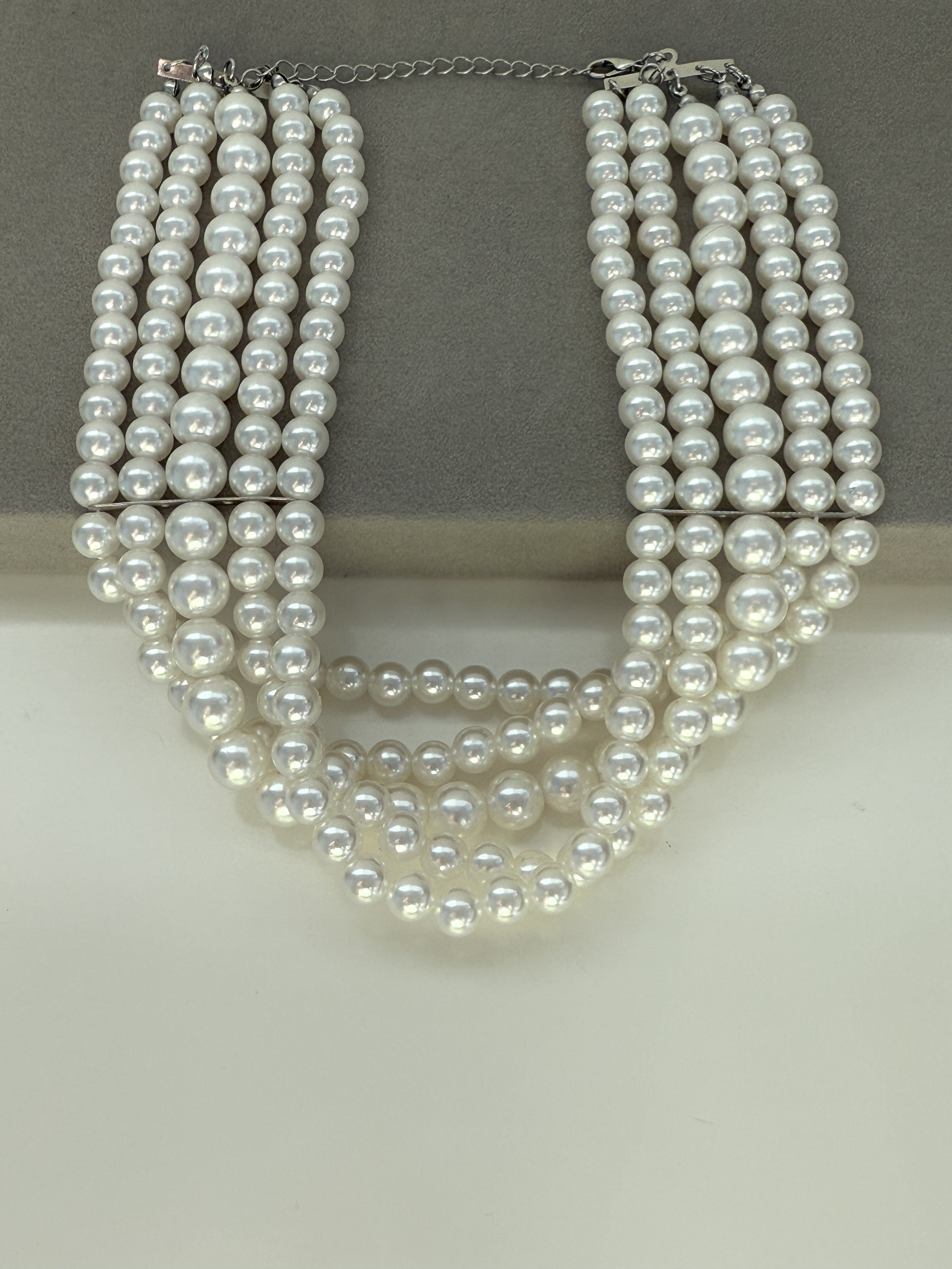 Silvia Silver Pearl Choker 