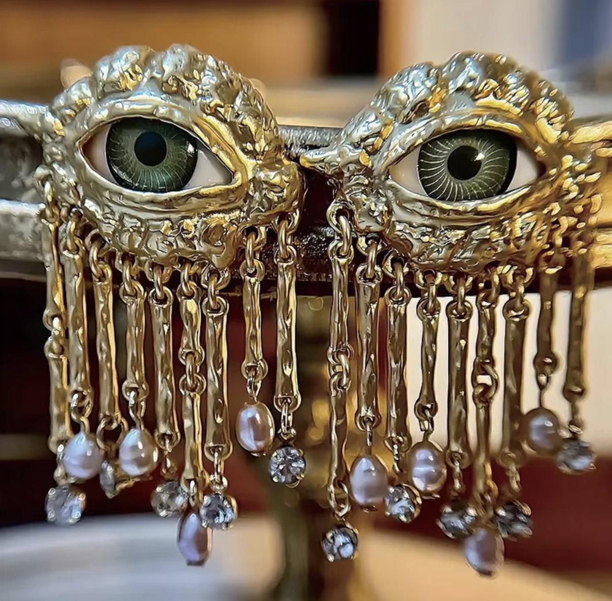 Vintage Baroque Evil Eye Ear Clip Earrings