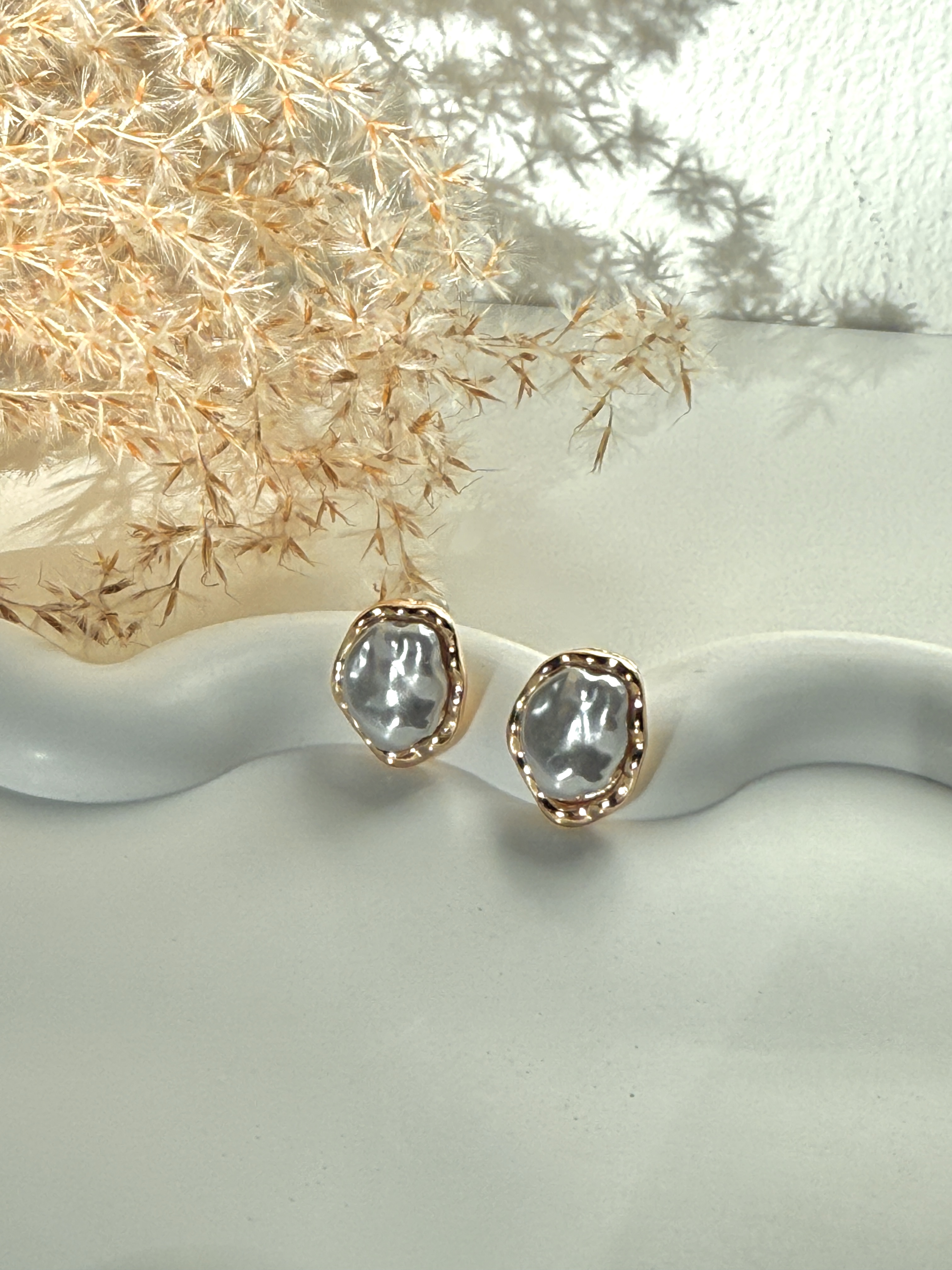 Mini Halo Pearl Stud Earrings