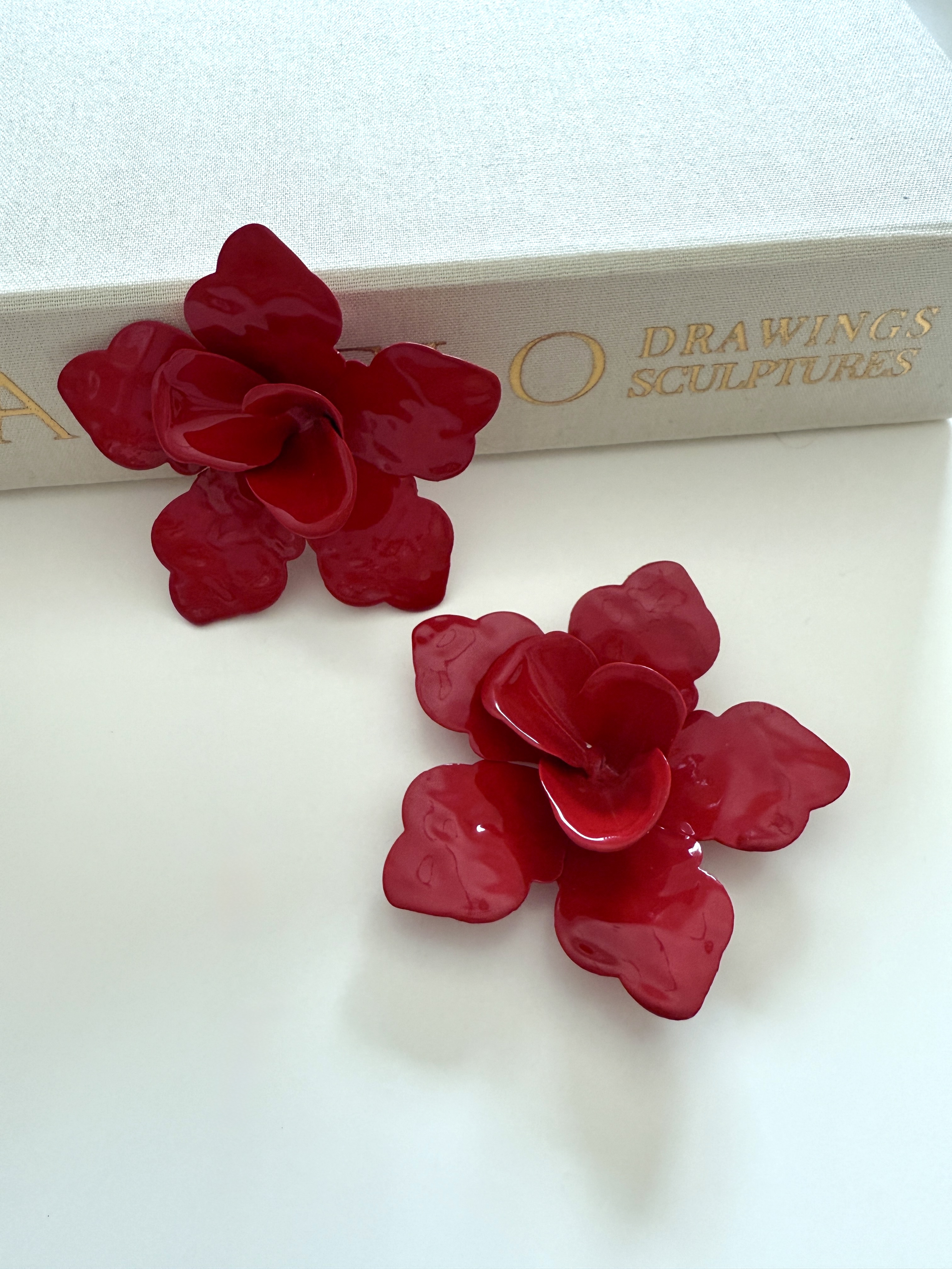 Red Flower Earrings