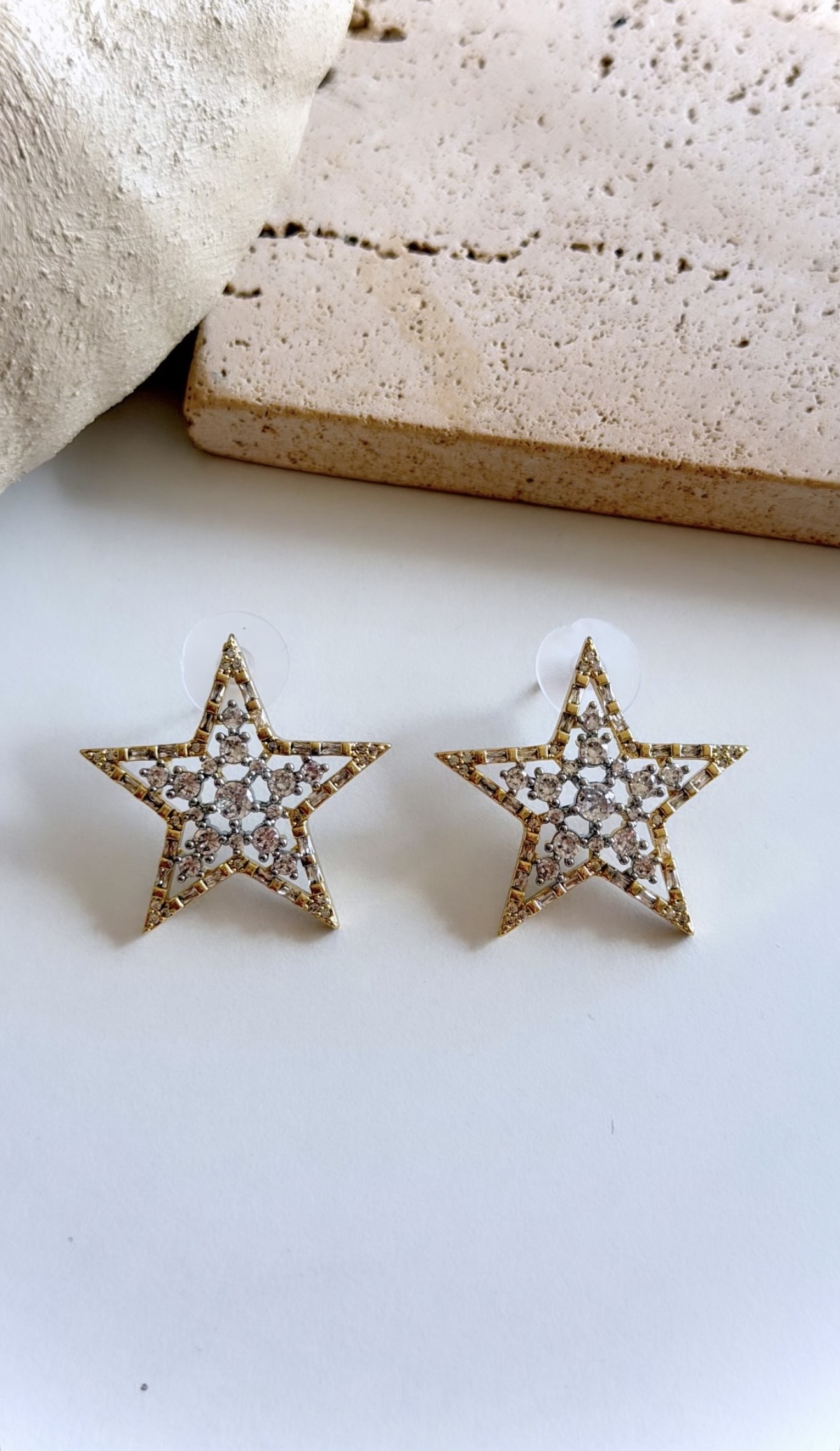 Gold Star Crystal Earrings