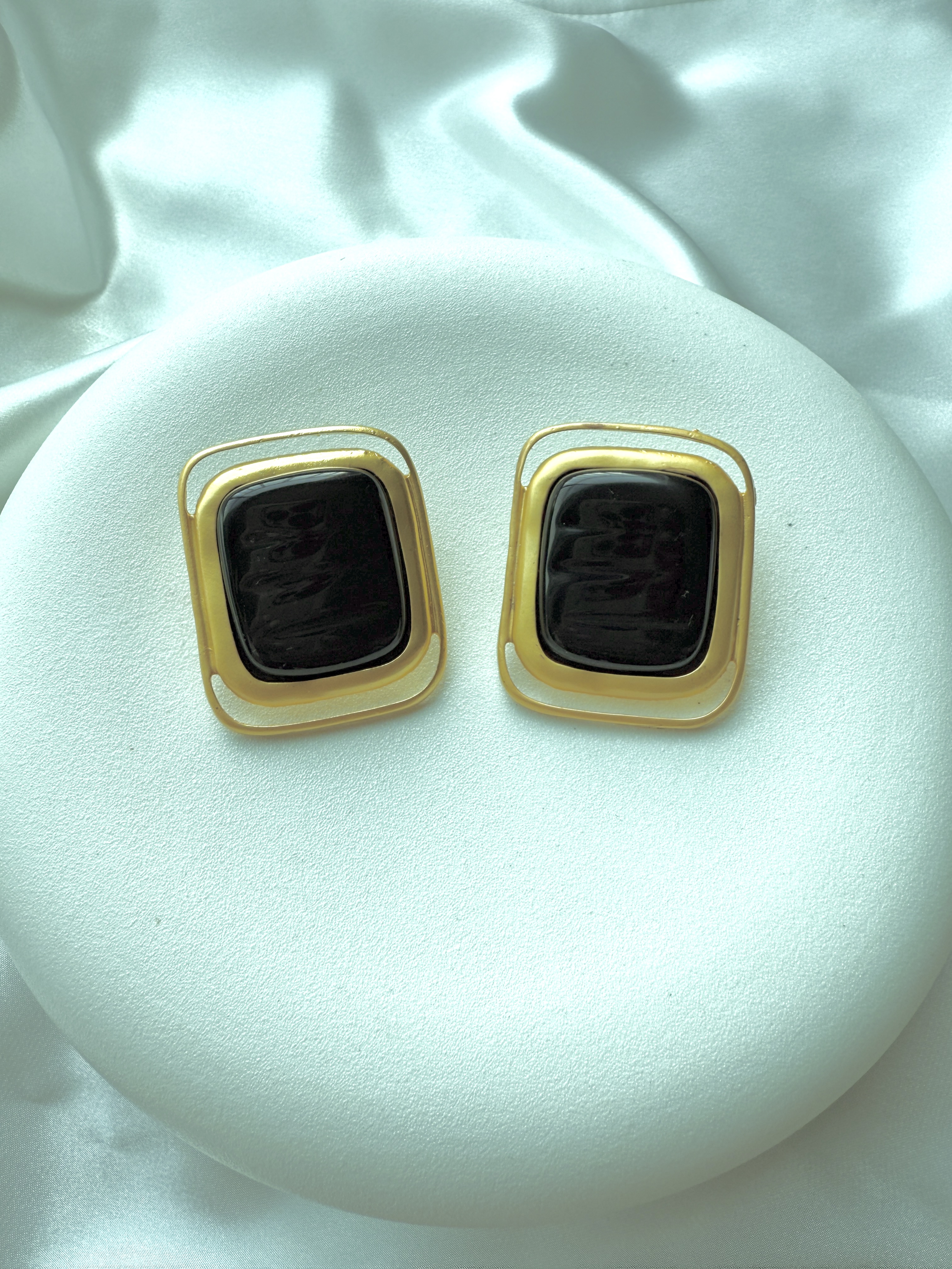 Jordan Black & Gold Statement Earrings