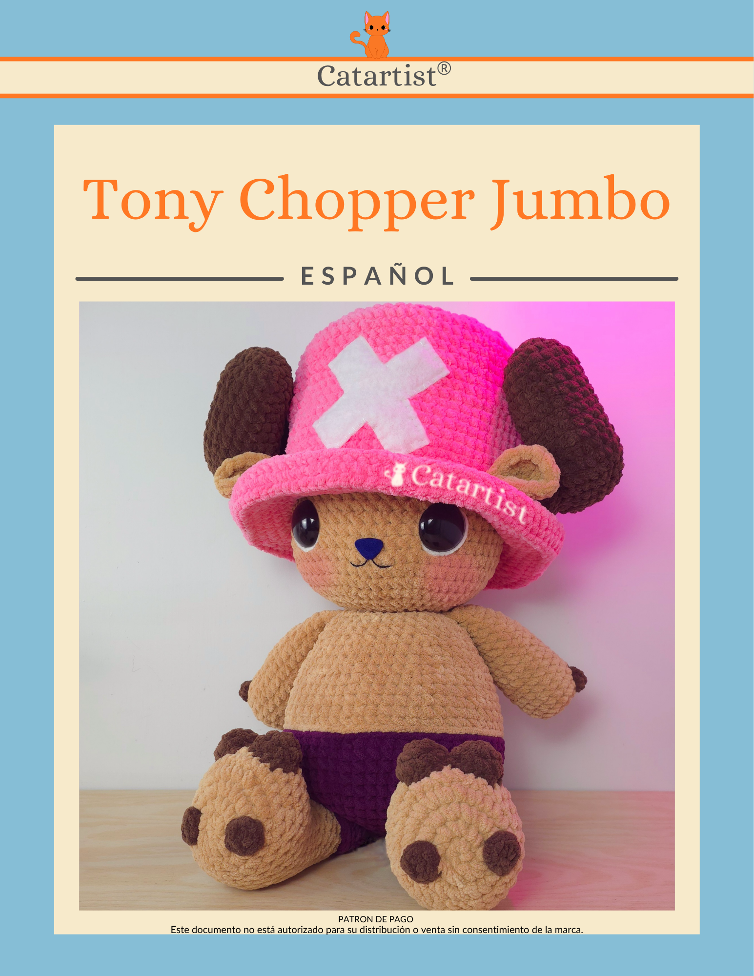 Tony Chopper Jumbo CROCHET PATTERN - Amigurumi - PDF - Español