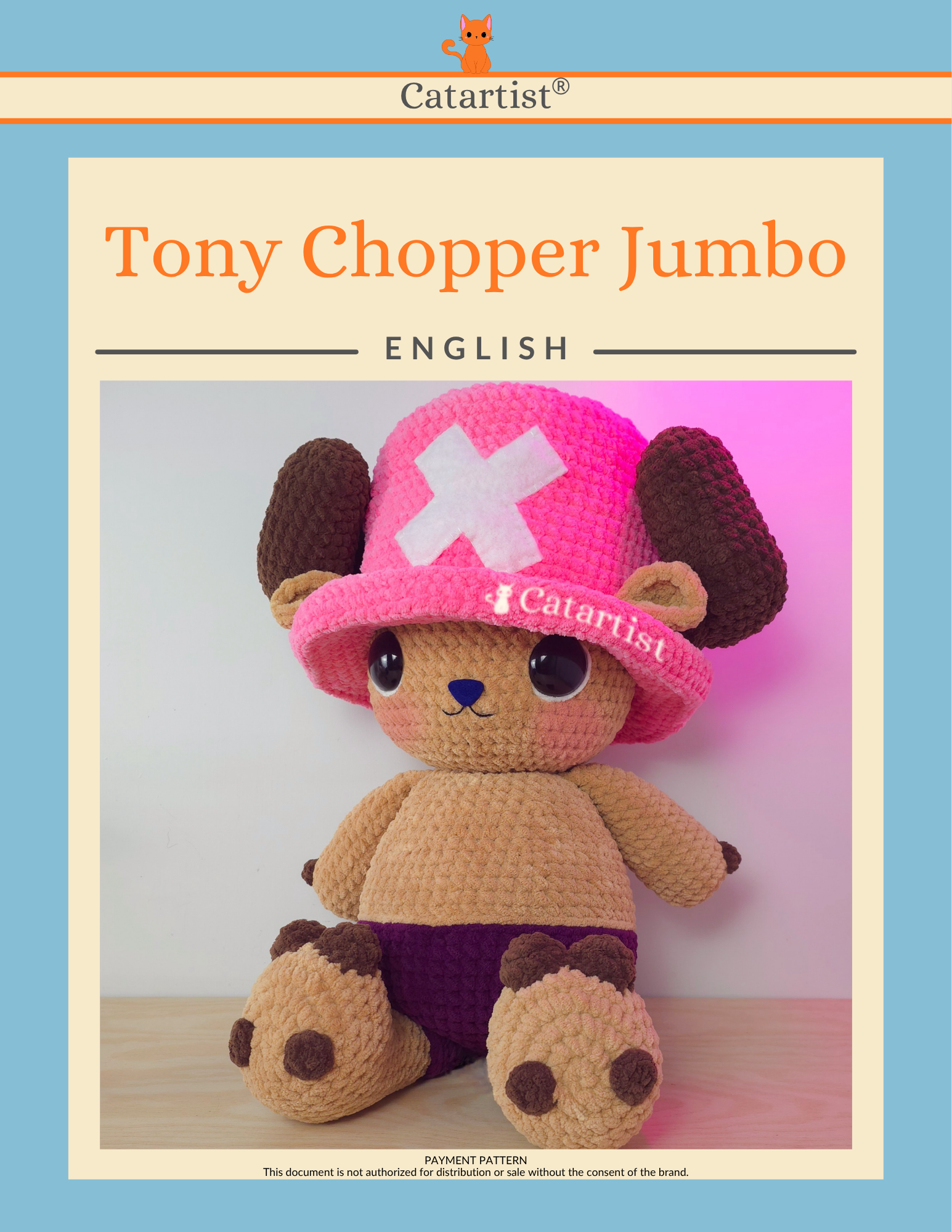 Tony Chopper Jumbo CROCHET PATTERN - Amigurumi - PDF - English