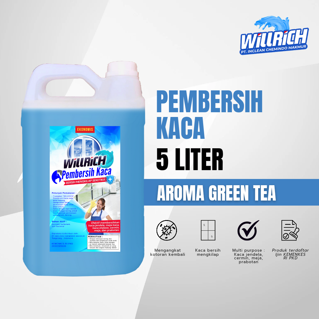 Willrich - Pembersih Kaca, Green Tea 5 Liter
