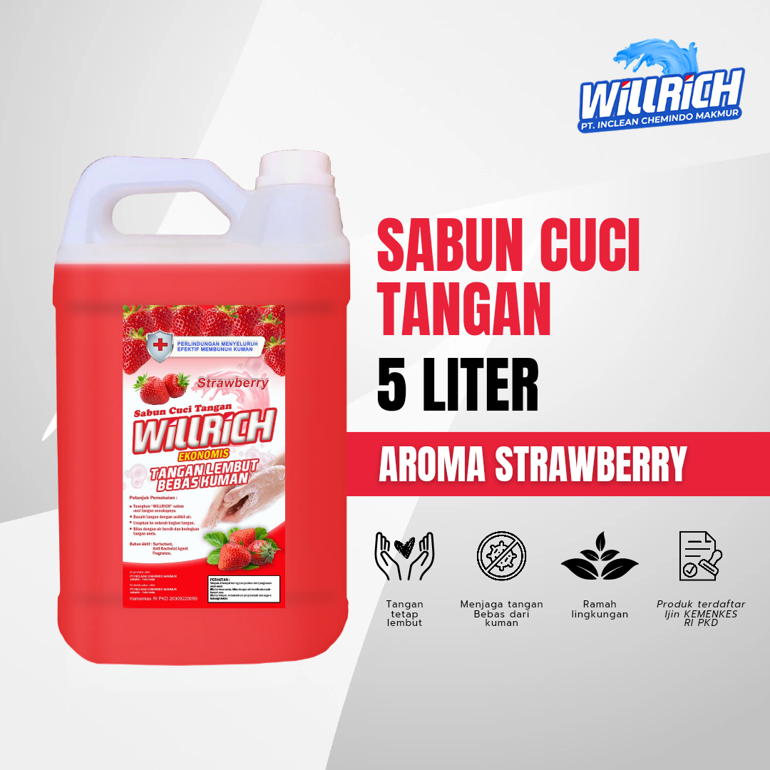 Willrich - Sabun Cuci Tangan, Strawberry 5 Liter