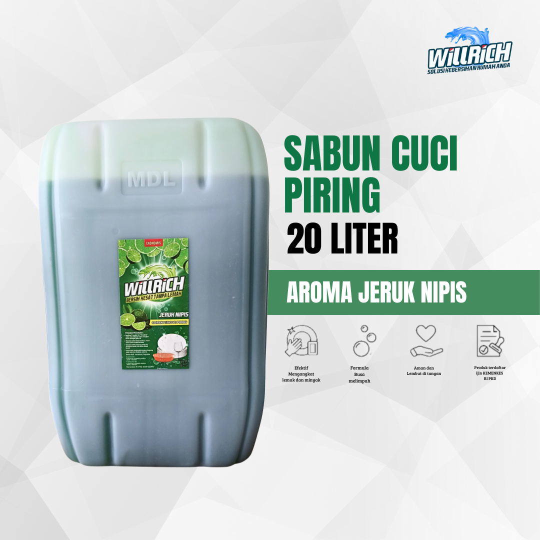 Willrich - Sabun Cuci Piring, Jeruk Nipis 20 Liter