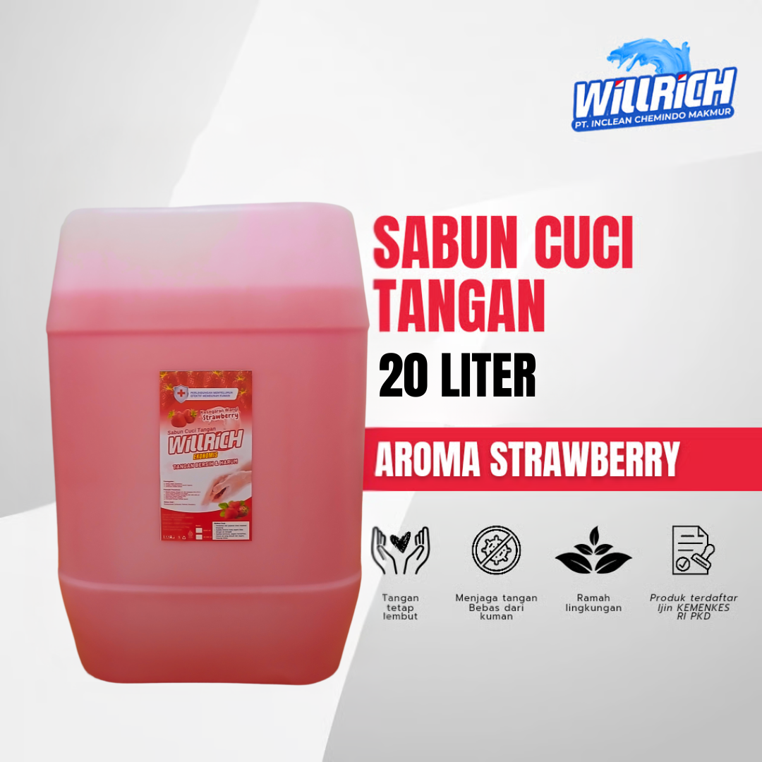 Willrich - Sabun Cuci Tangan, Strawberry 20 Liter