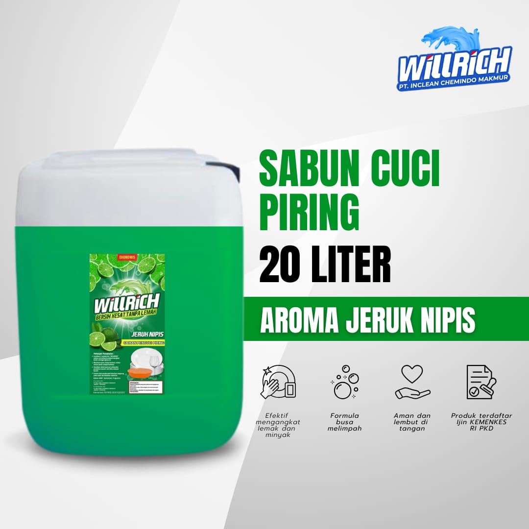 Willrich - Sabun Cuci Piring, Jeruk Nipis 20 Liter