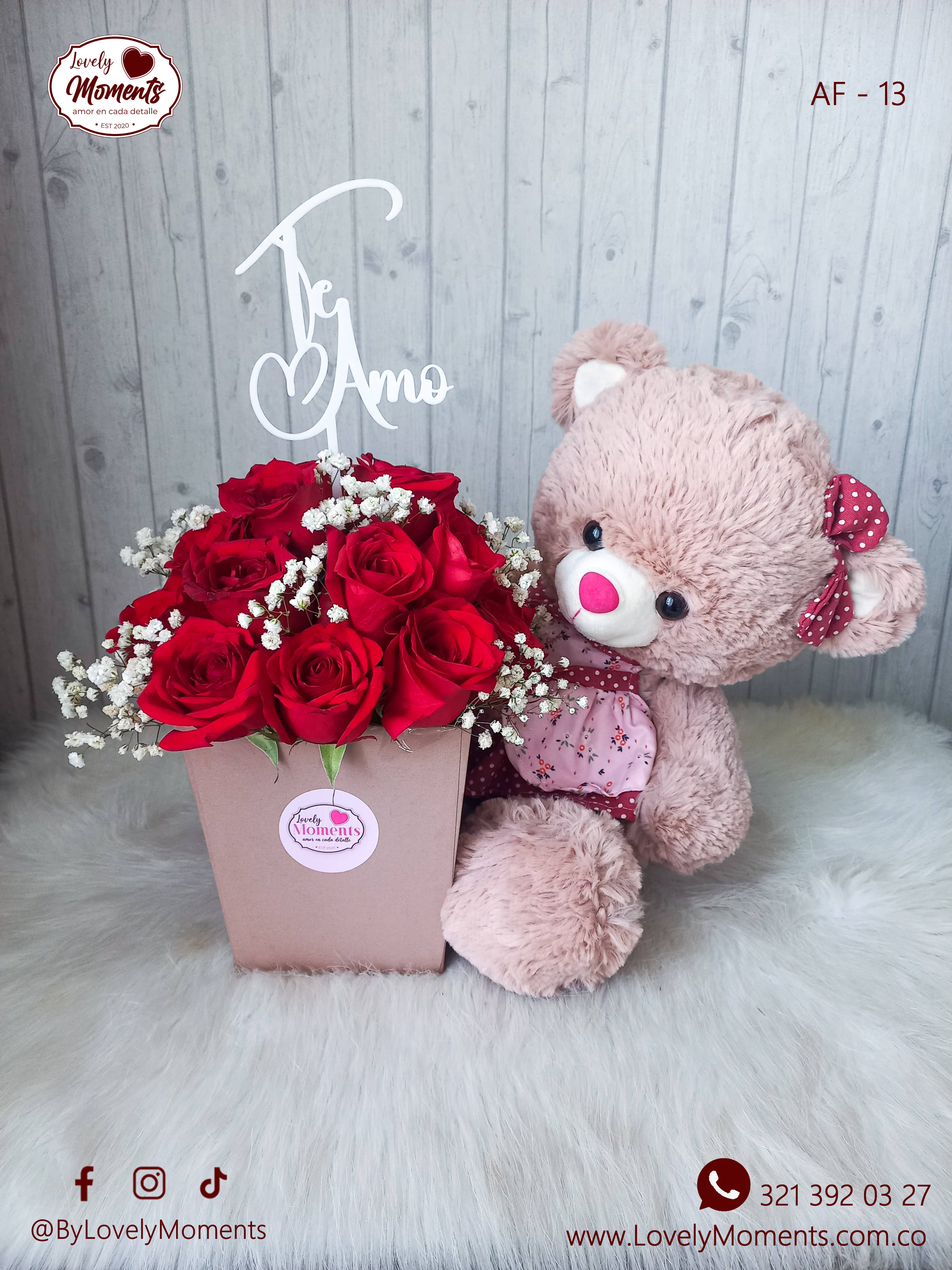 Arreglo floral con peluche Ensueño | Flores para conquistar Pereira