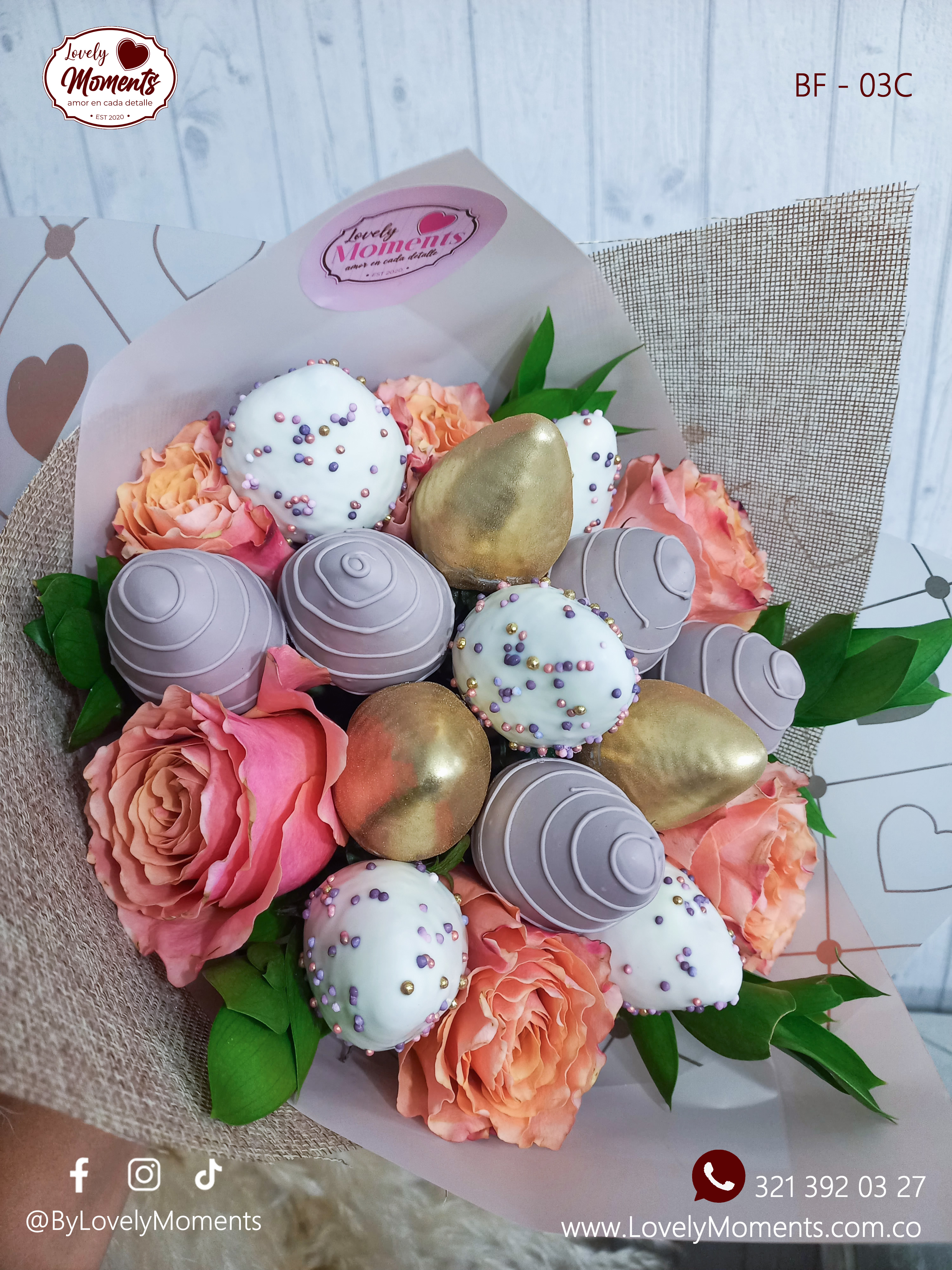 Bouquet Eden con fresas recubiertas de chocolate - Bouquet de Flores Pereira