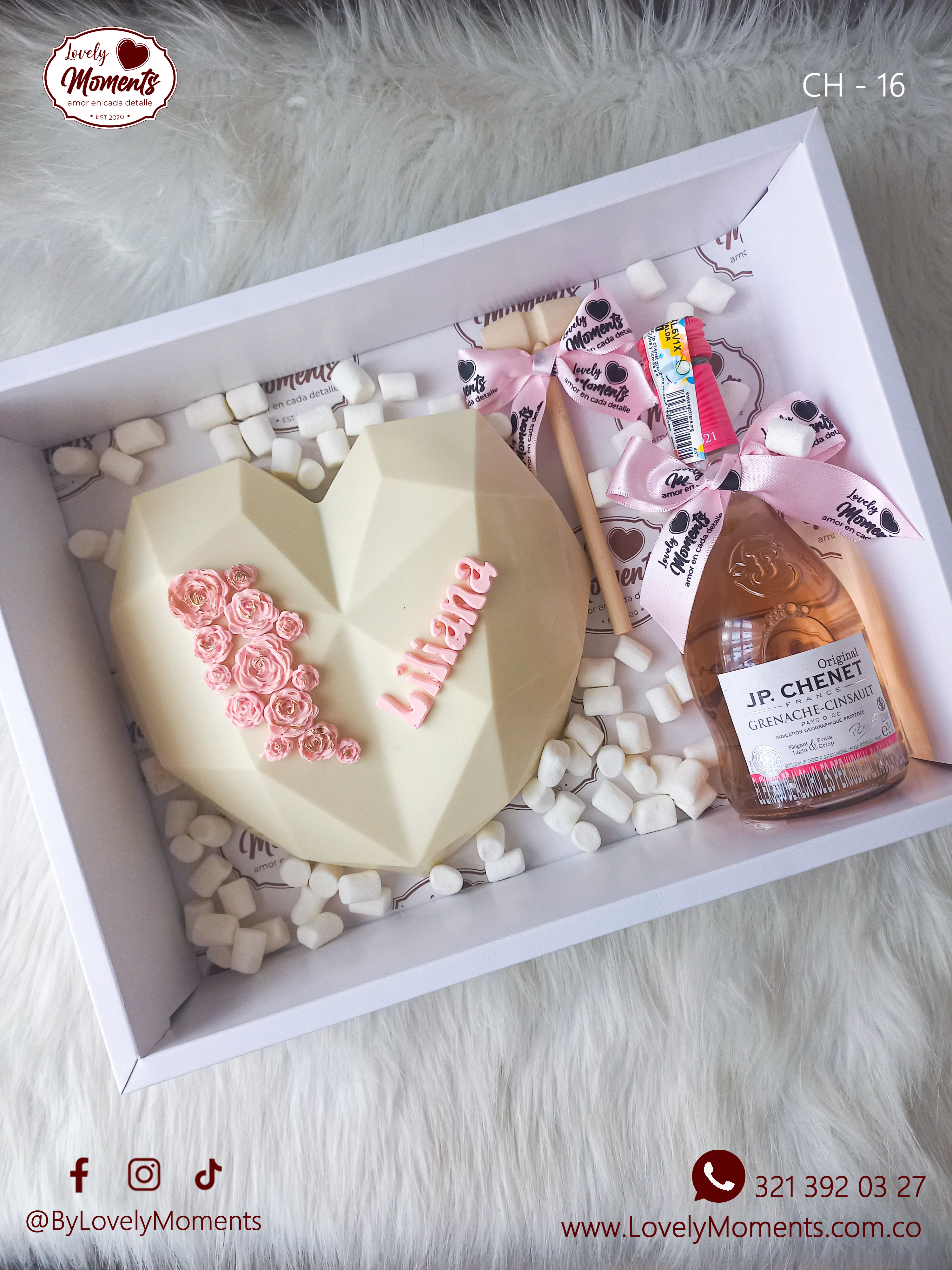 Caja Amore Chocolate y Champagne JP | Corazones Sorpresa Pereira