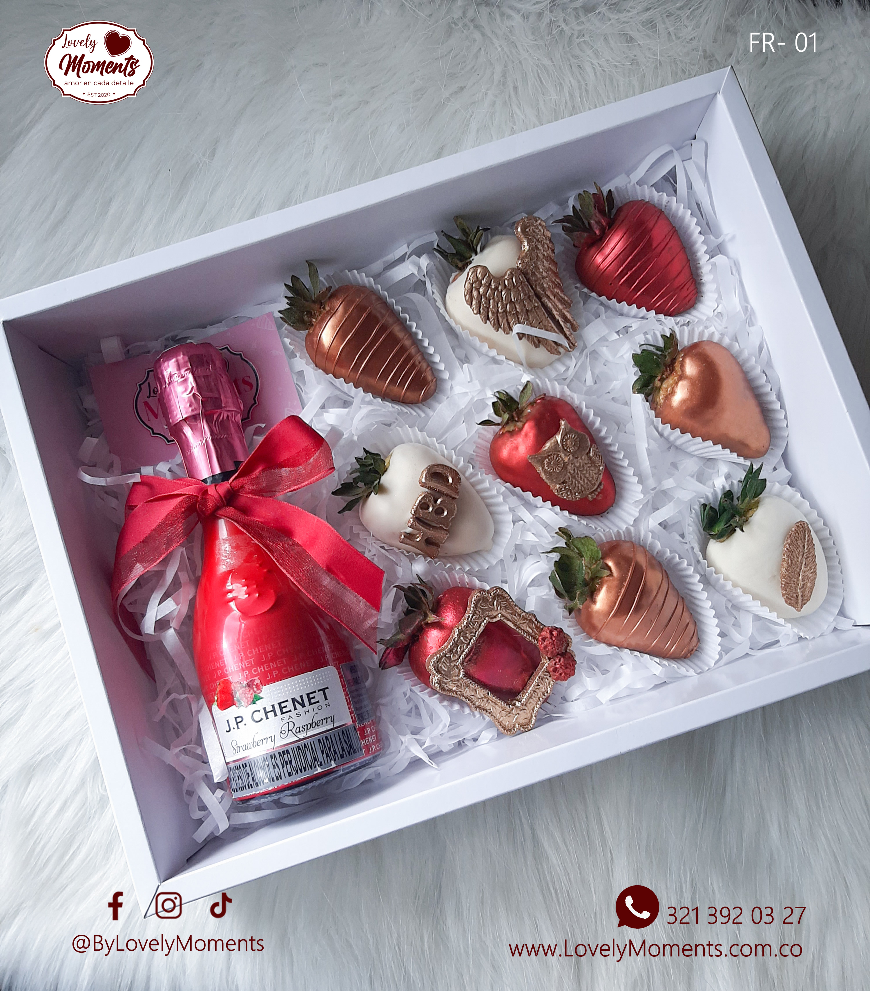 Caja de fresas recubiertas con chocolate Bombonita